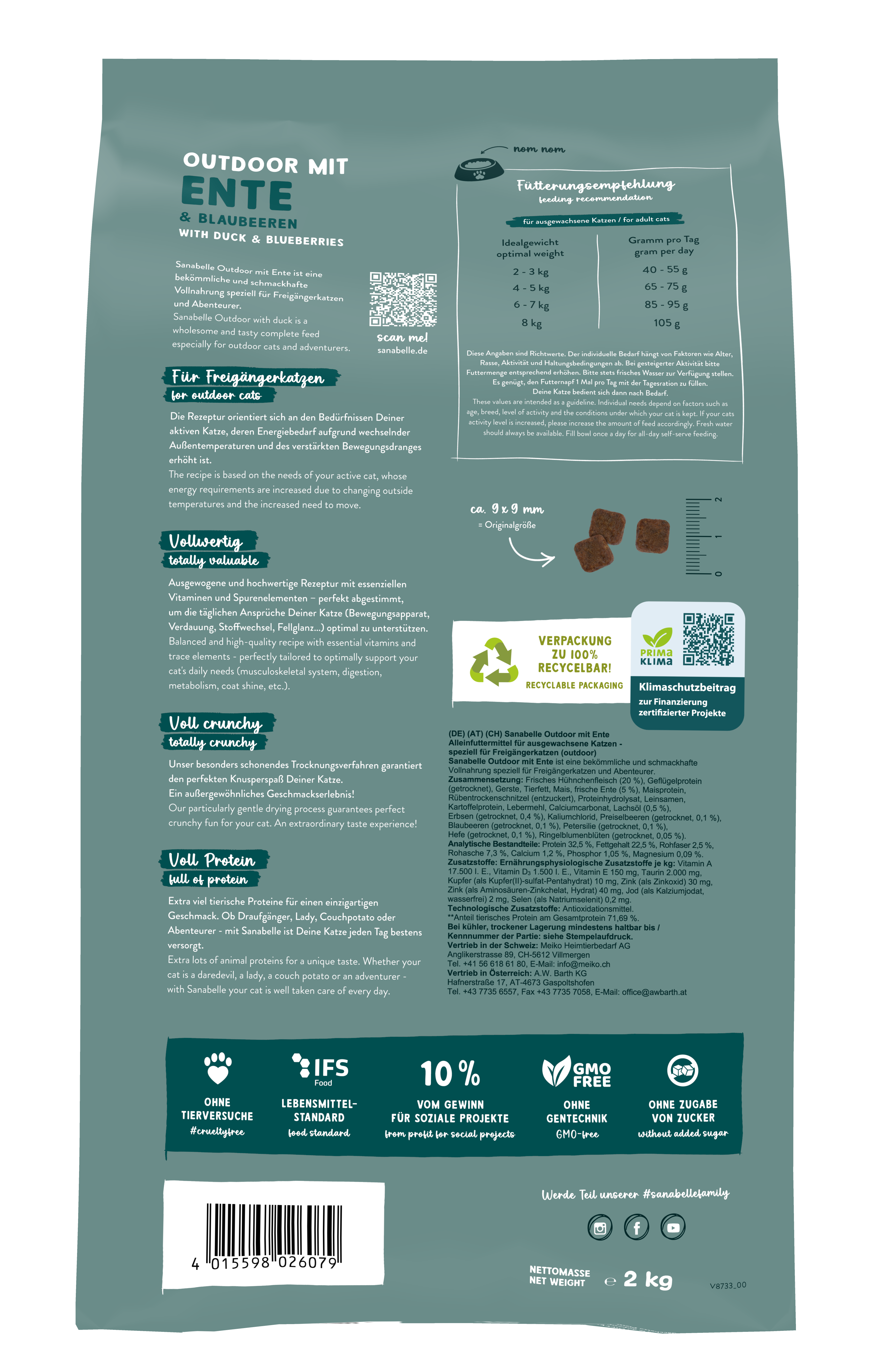 Thumbnail 2: Sanabelle Sanabelle Outdoor Ente – Trockenfutter für aktive Katzen – 2kg