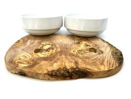 Thumbnail 2: Olivenholz-erleben Futterstation RUSTY 2 x Porzellanschale 0,4 Liter