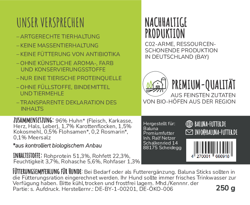 Thumbnail 3: Baluna Bio-Huhn-Snack 250g