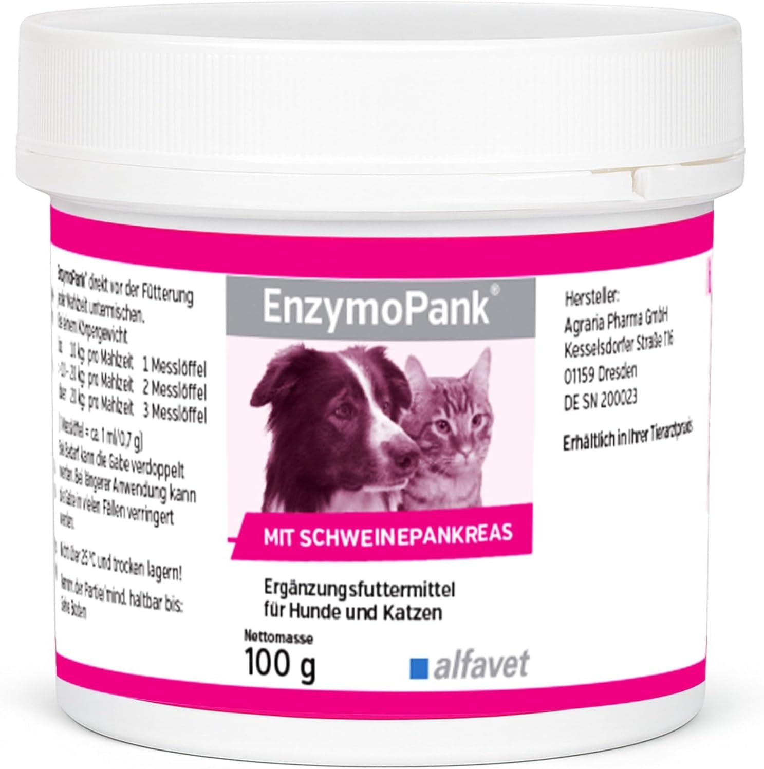 Thumbnail 1: alfavet EnzymoPank Enzyme aus Schweinepankreas, mit verdauungsfördernden Kräutern zur Unterstützung der Verdauung 100 g