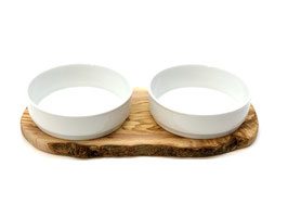 Thumbnail 2: Olivenholz-erleben Futterstation Rusty 2x 0,9l Porzellanschalen