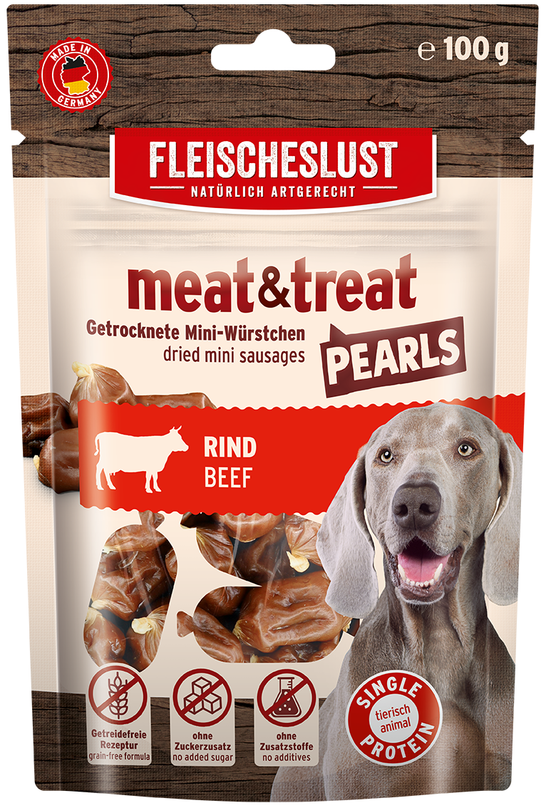 Thumbnail 3: Fleischeslust meat & treat Pearls Rind 10 x 100 g