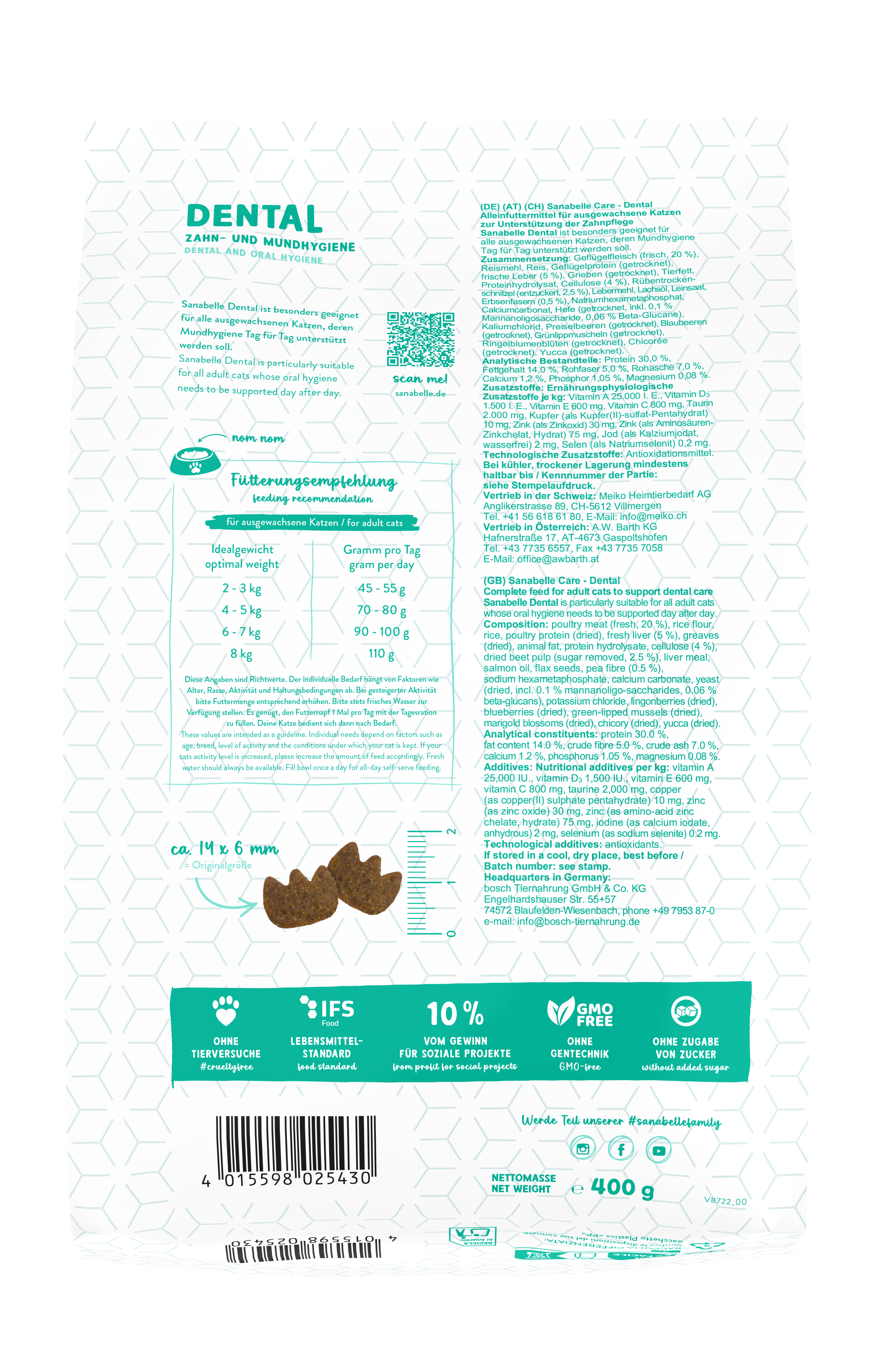 Thumbnail 2: Sanabelle Sanabelle Dental – Katze Trockenfutter – zahnpflegend  – 400g