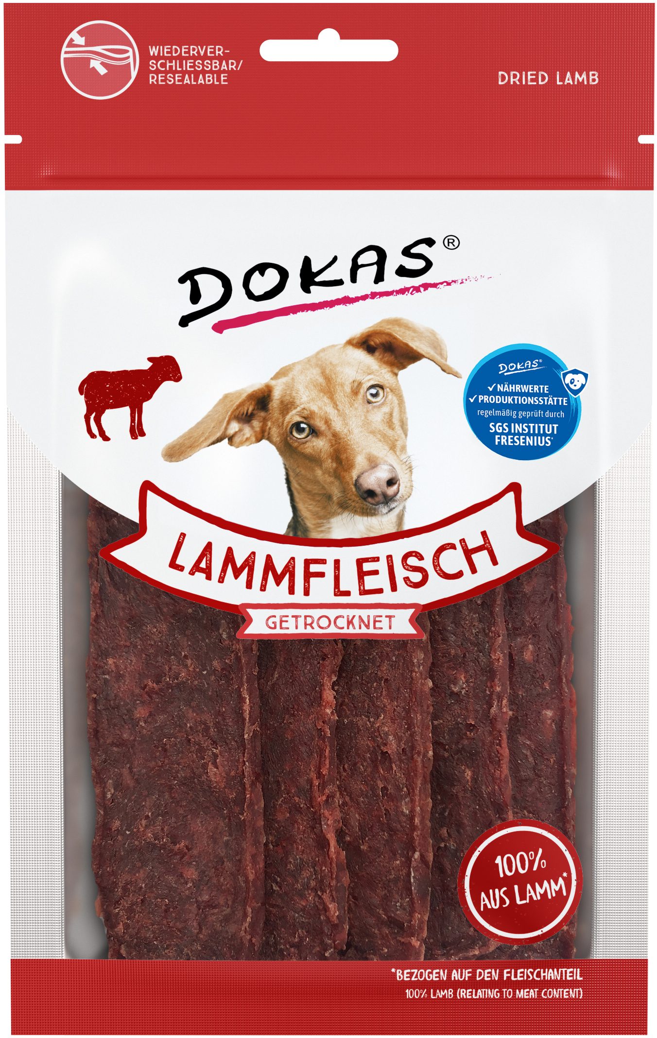 Thumbnail 1: Dokas Lammfleisch getrocknet Lamm Leckerli für Hunde 12x 70g Multipack