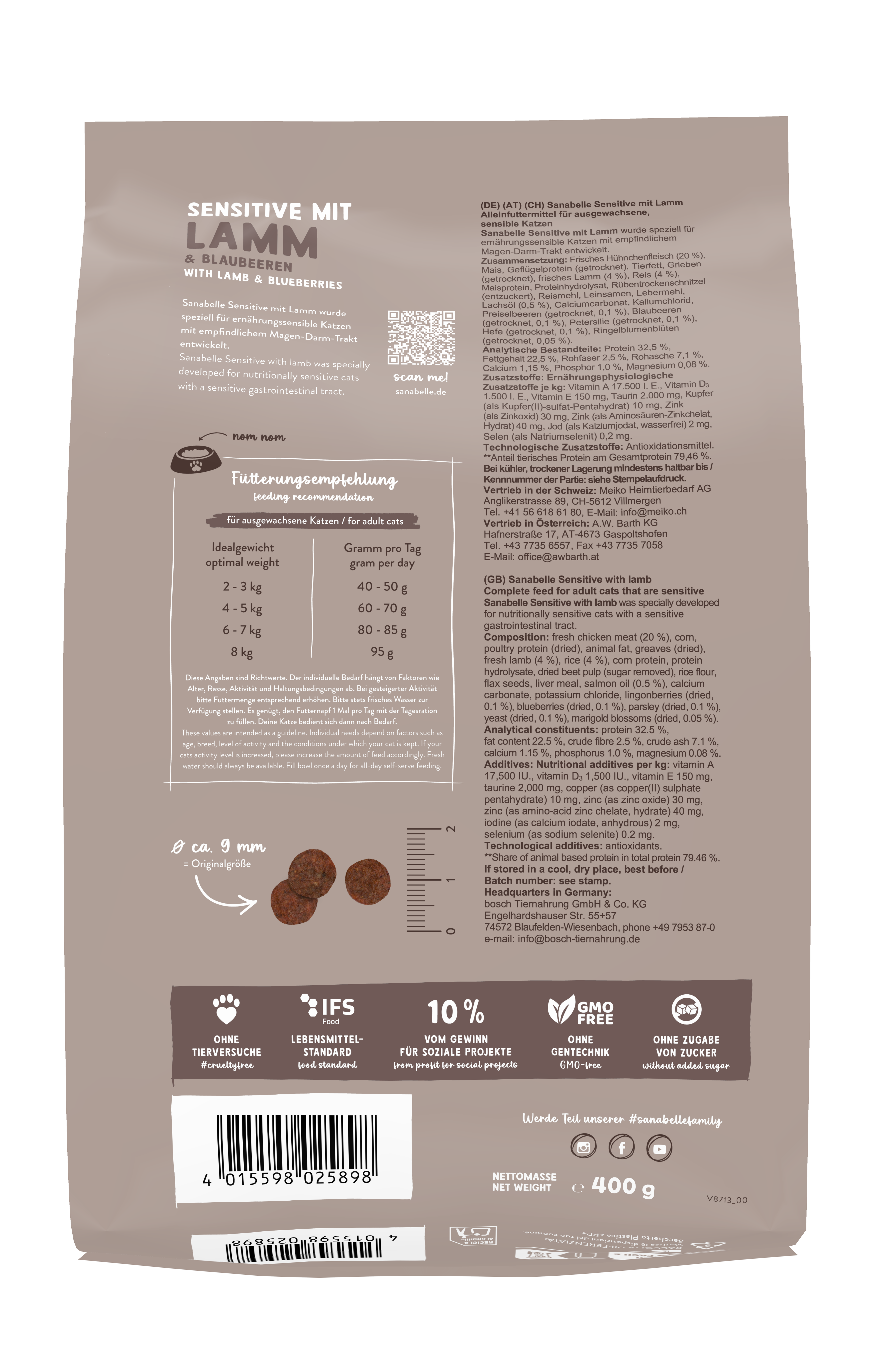 Thumbnail 2: Sanabelle Sanabelle Sensitive Lamm – Trockenfutter sensible Katze – 400g