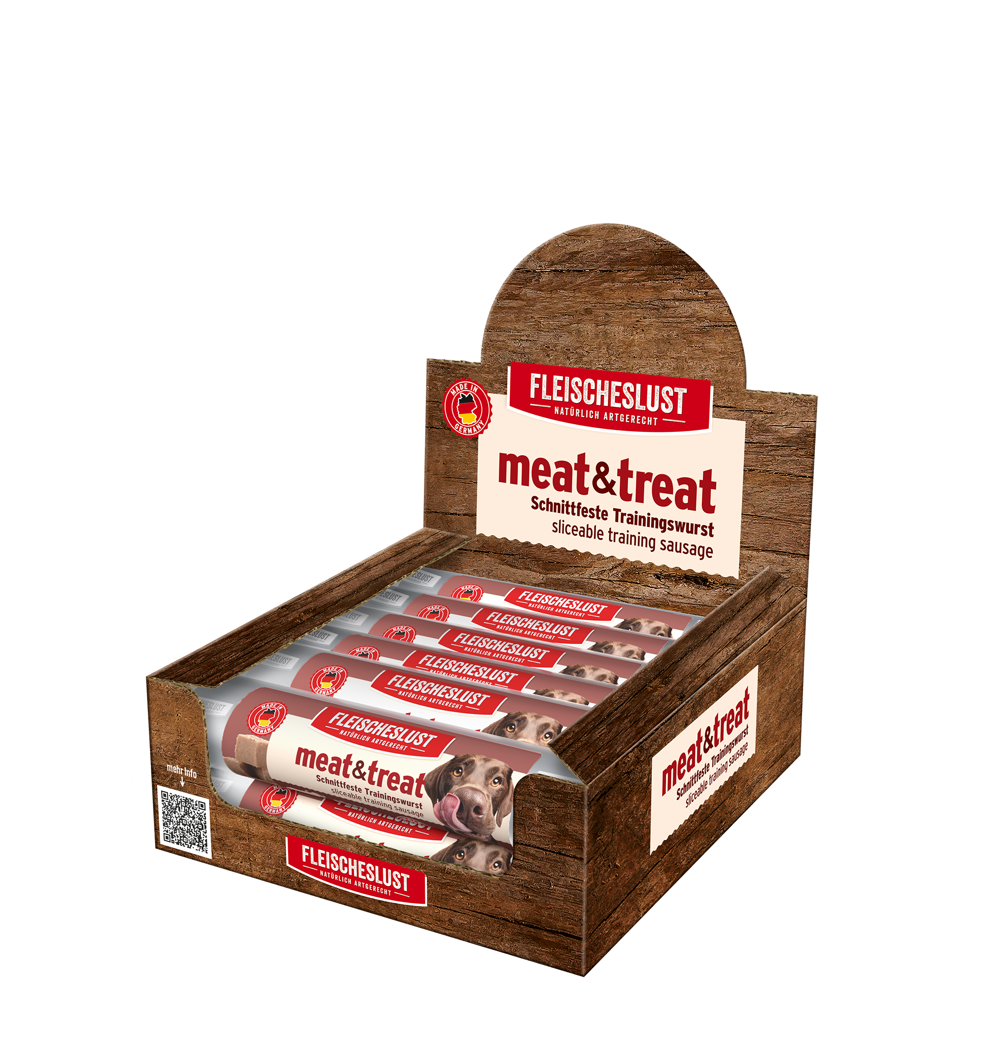 Thumbnail 4: Fleischeslust meat & treat Büffel 12 x 80 g Trainingswurst