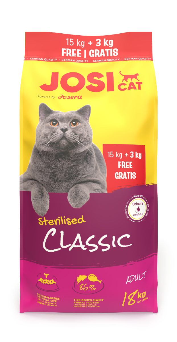 Bild 1 von 1: JosiCat Josicat Sterilised Classic 18 kg Katzenfutter nach der Sterilisation 15+3 kg