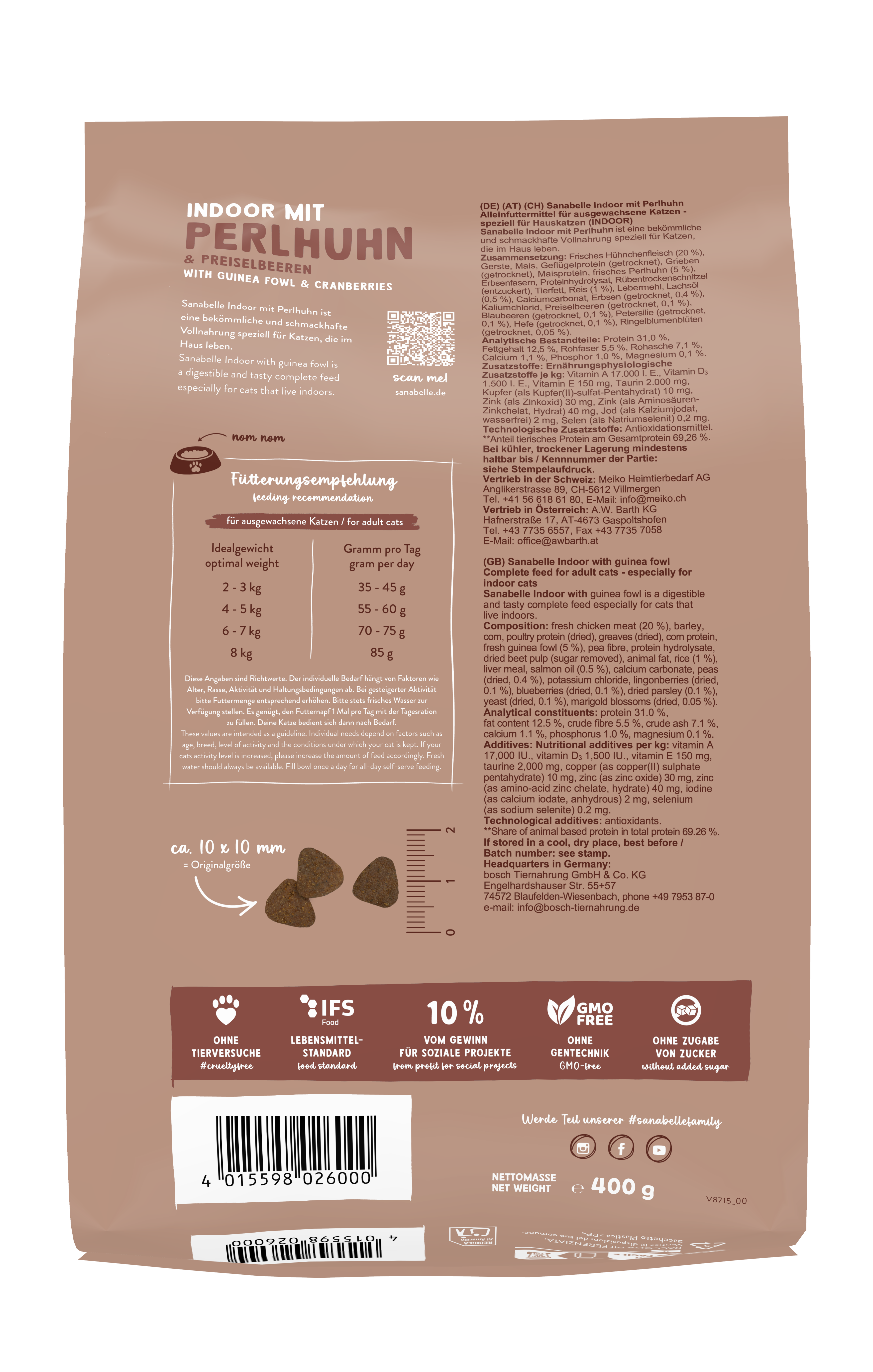 Thumbnail 2: Sanabelle Sanabelle Indoor Perlhuhn – Trockenfutter Wohnungskatzen – 400g