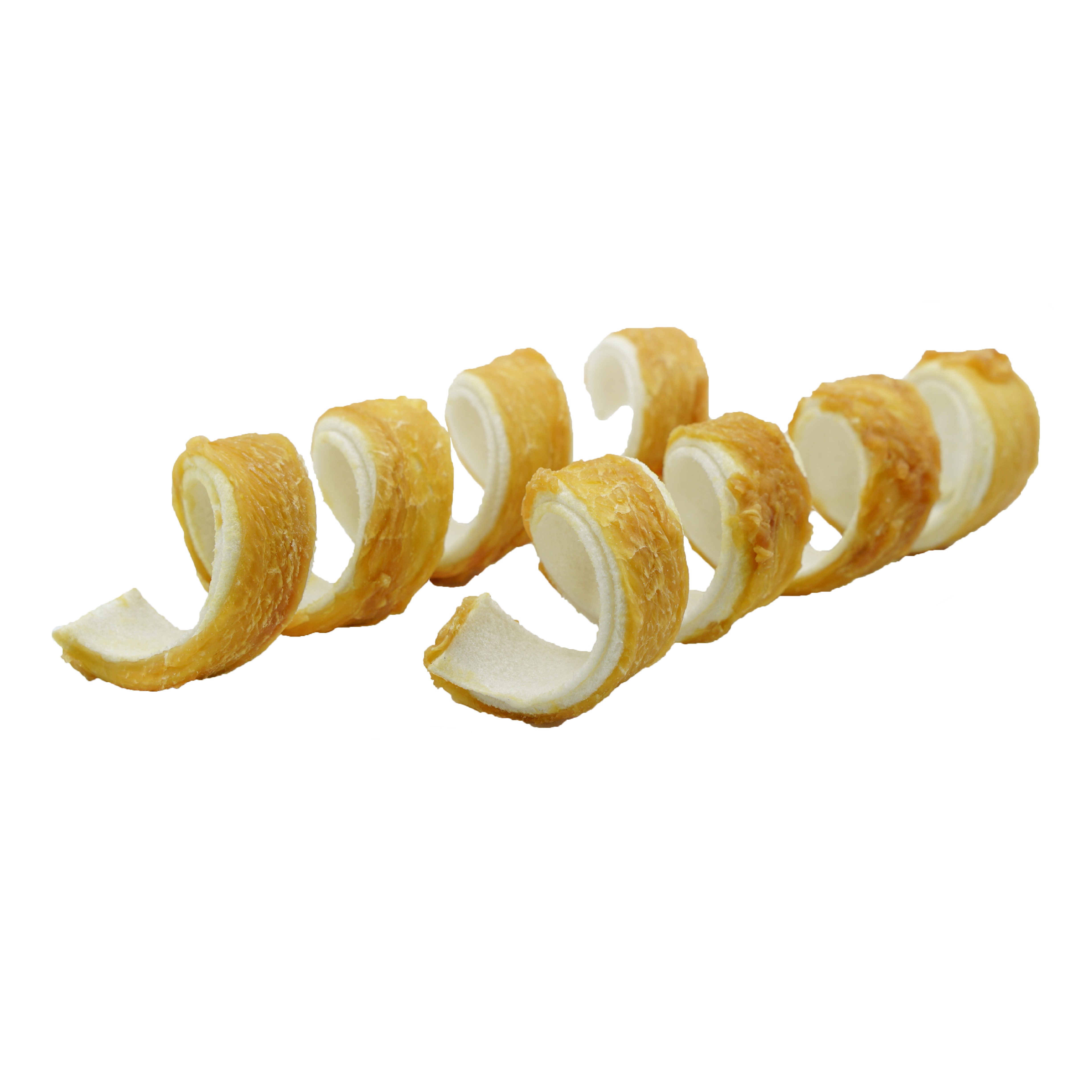 123… Hund dabei! Hähnchen Kauspirale aus Rinderhaut, Kaustange für Hunde, 3 Stück