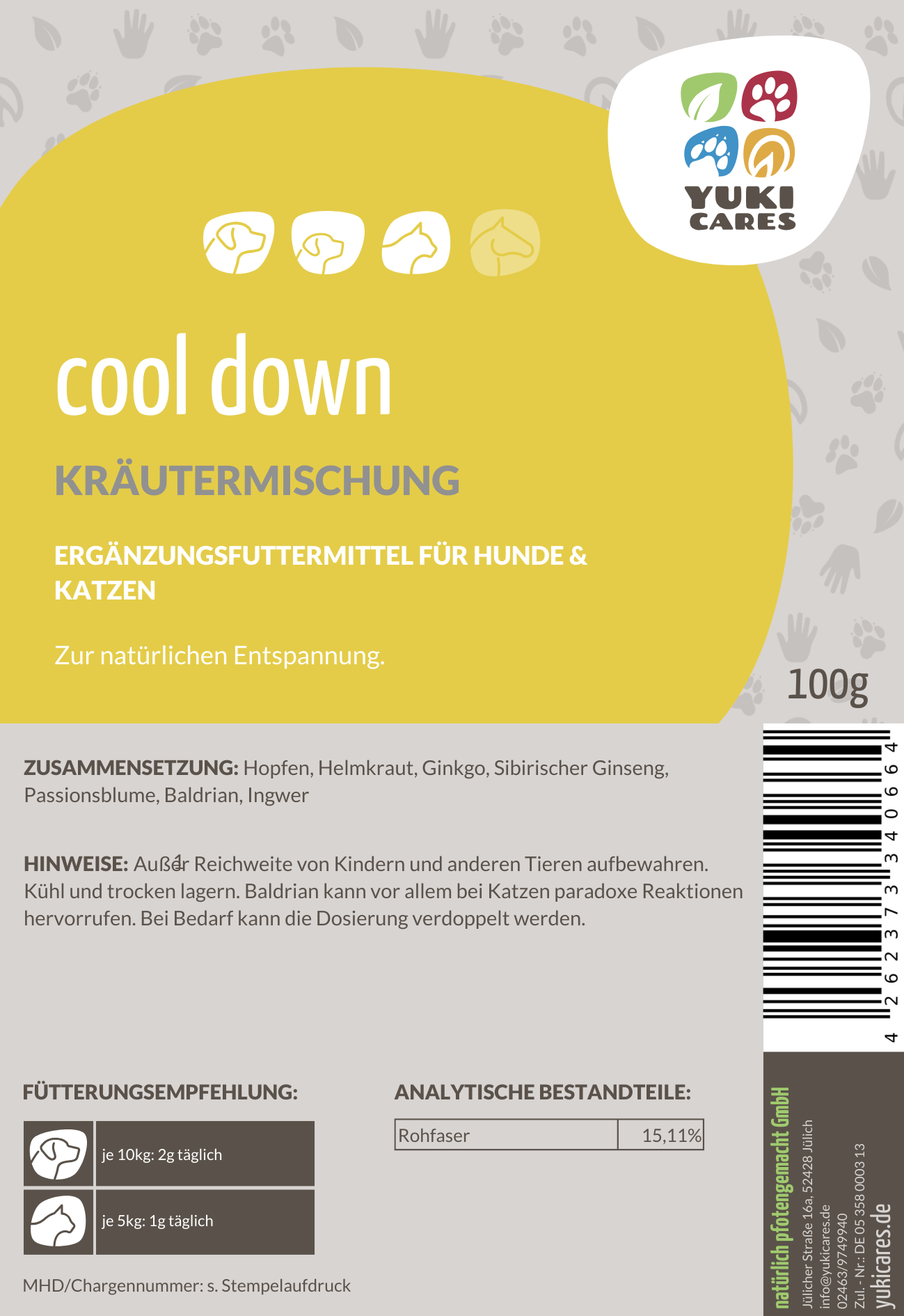 Thumbnail 2: Yuki cares Cool down Pulver 100g bei Silvesterangst