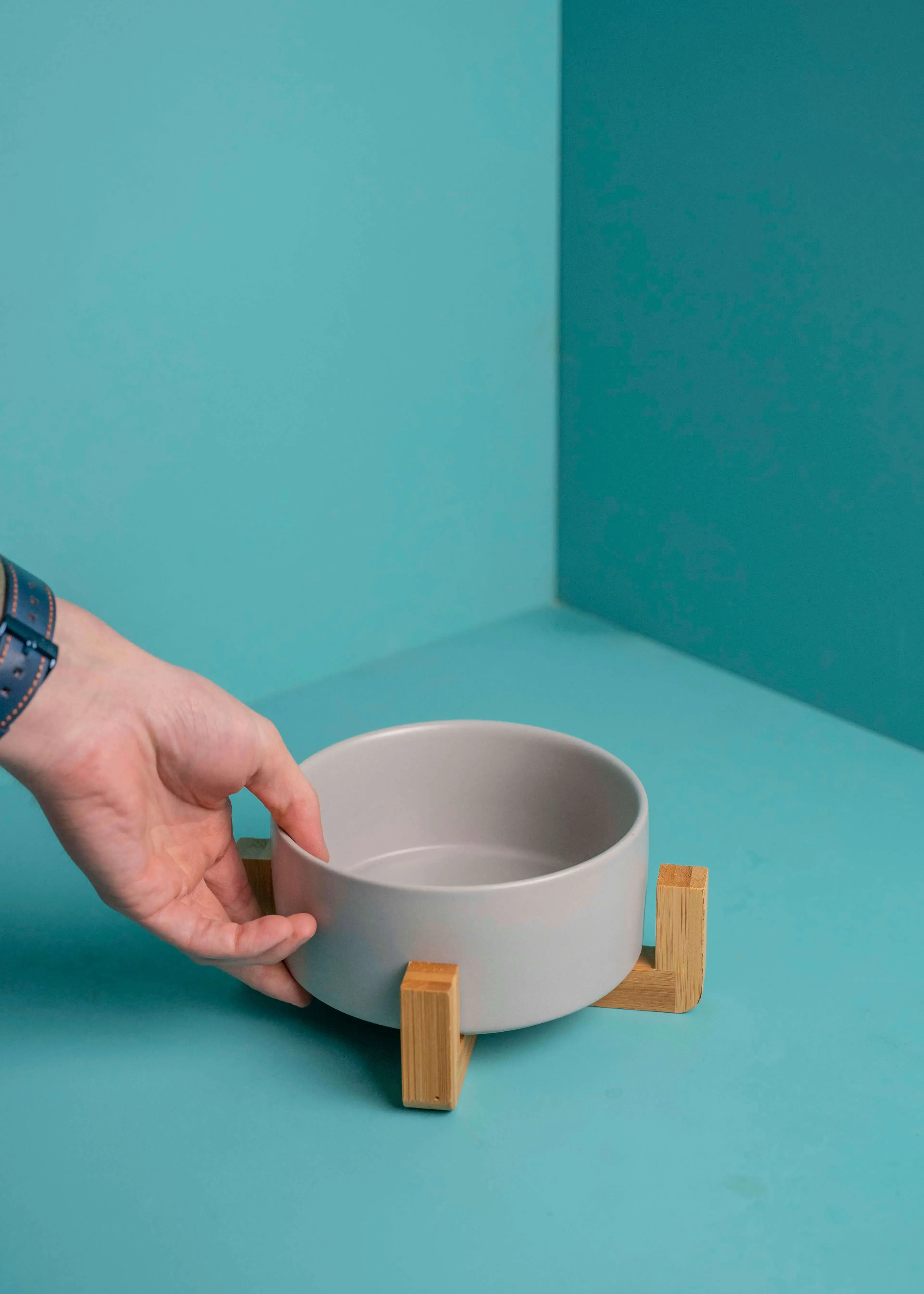 Thumbnail 7: Greenhero Futternapf mit dekorativem Holzfuß | grau