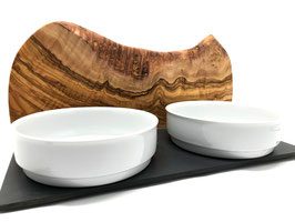 Thumbnail 3: Olivenholz-erleben Futterstation MOUNTAIN 2 x 0,9 Liter Porzellanschalen