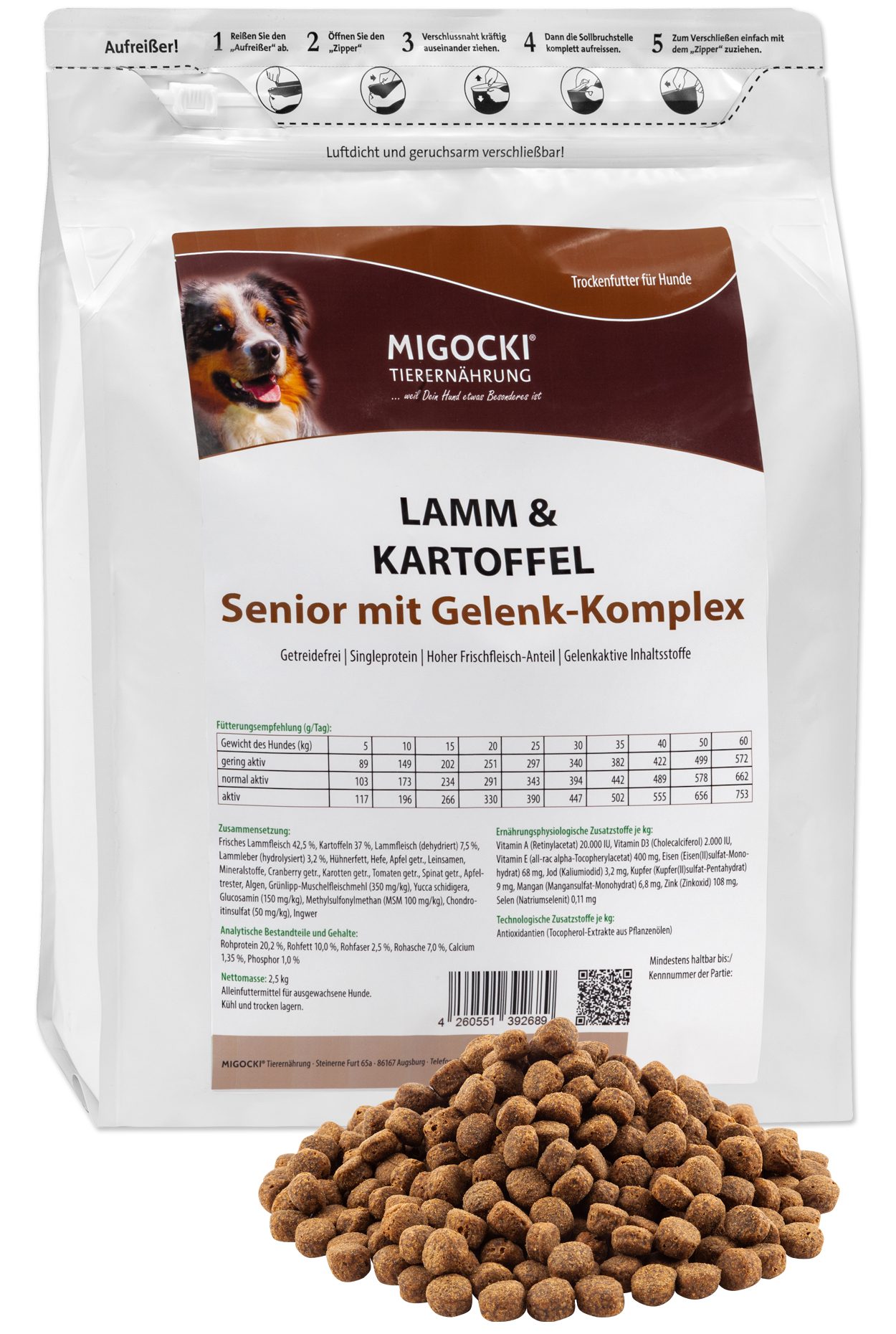 Bild 1 von 1: MIGOCKI Lamm & Kartoffel - Senior mit Gelenk-Komplex - Trockenfutter für Hunde