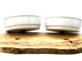 Thumbnail 2: Olivenholz-erleben Futterstation RUSTY (2 x 1,5 Liter Porzellanschale) für Futter & Wasser