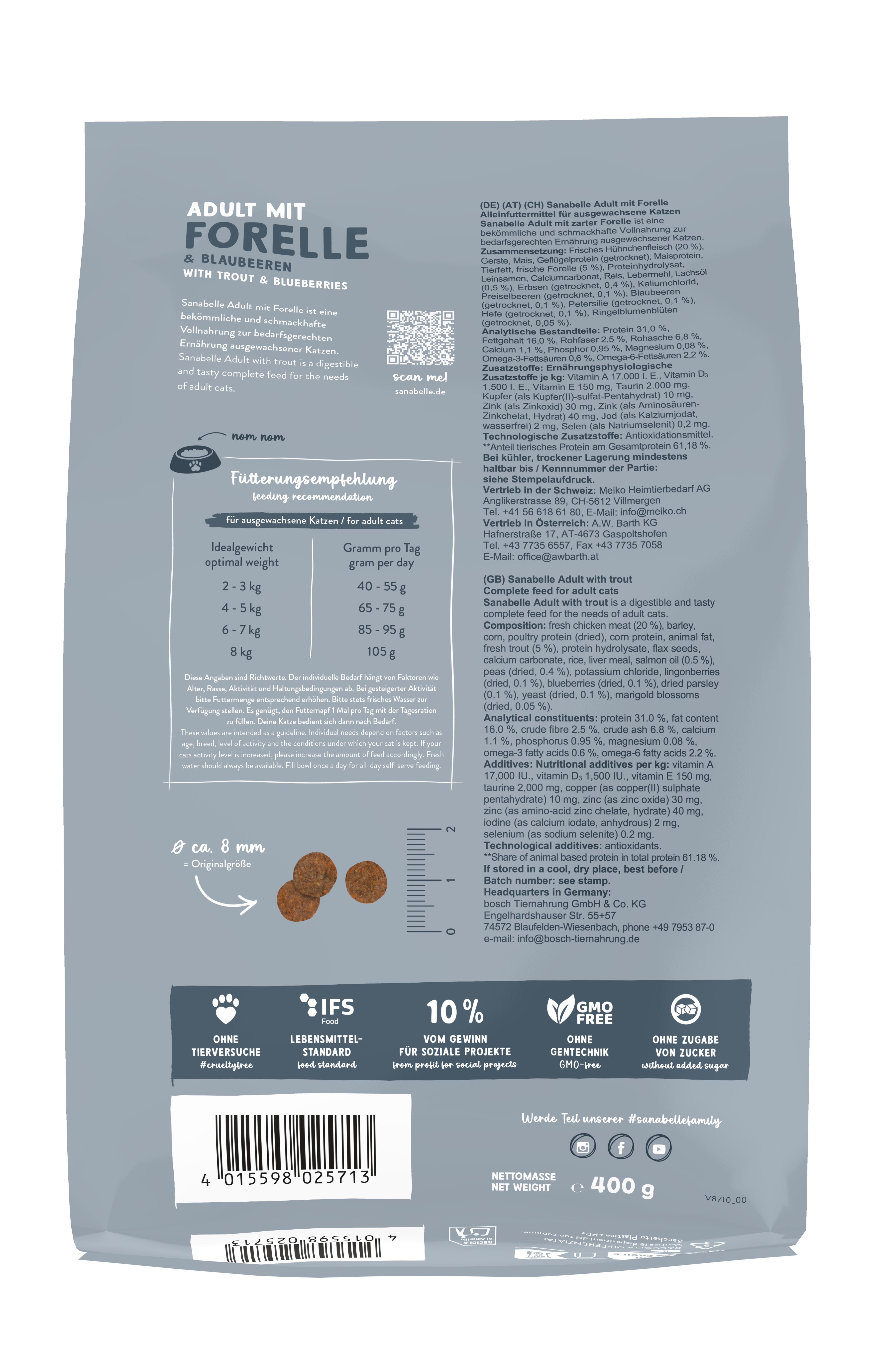 Thumbnail 2: Sanabelle Sanabelle Adult Forelle – Katzenfutter – Getreidefrei – 400g