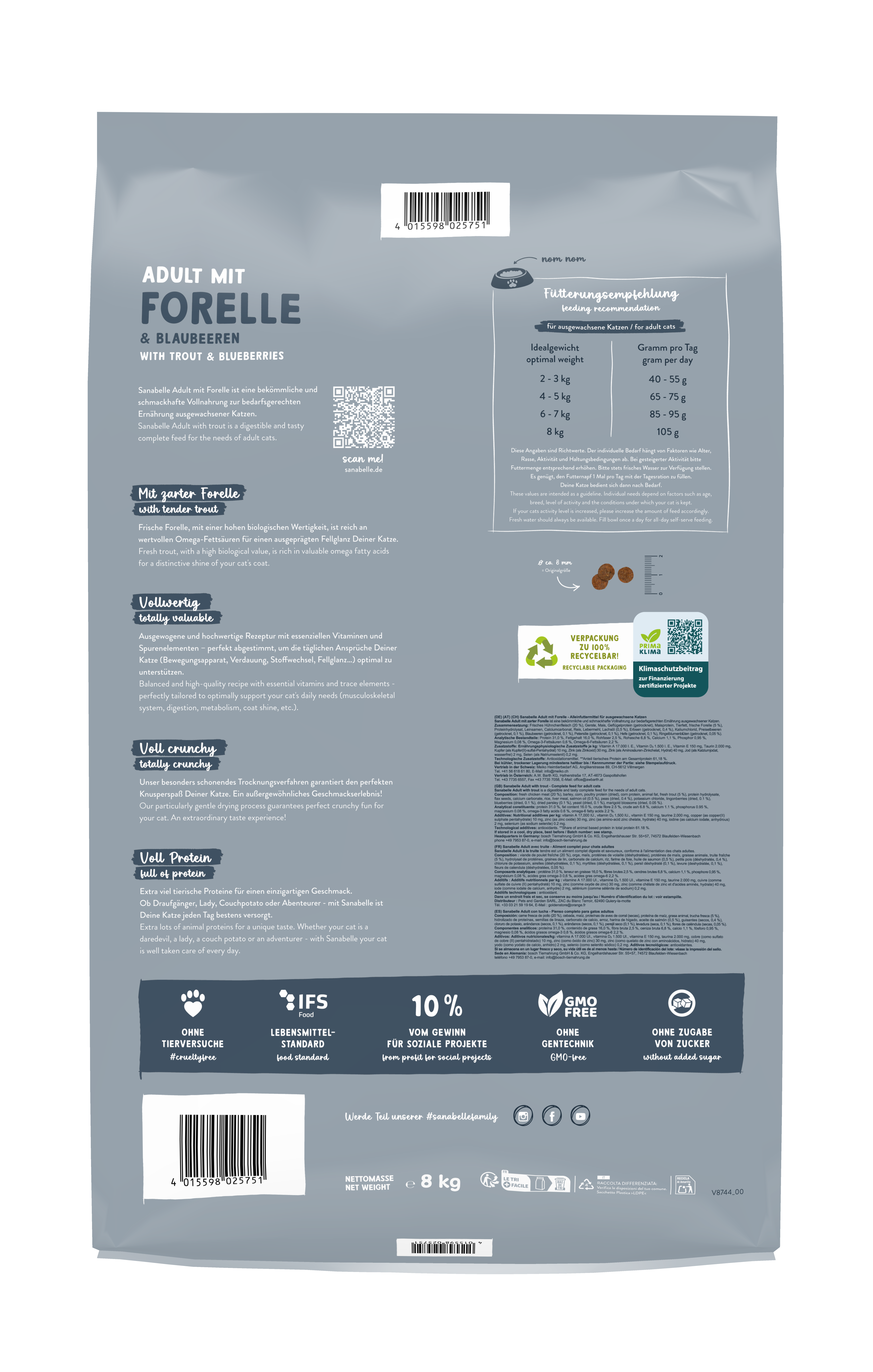 Thumbnail 2: Sanabelle Sanabelle Adult Forelle – Katzenfutter – Getreidefrei – 8kg