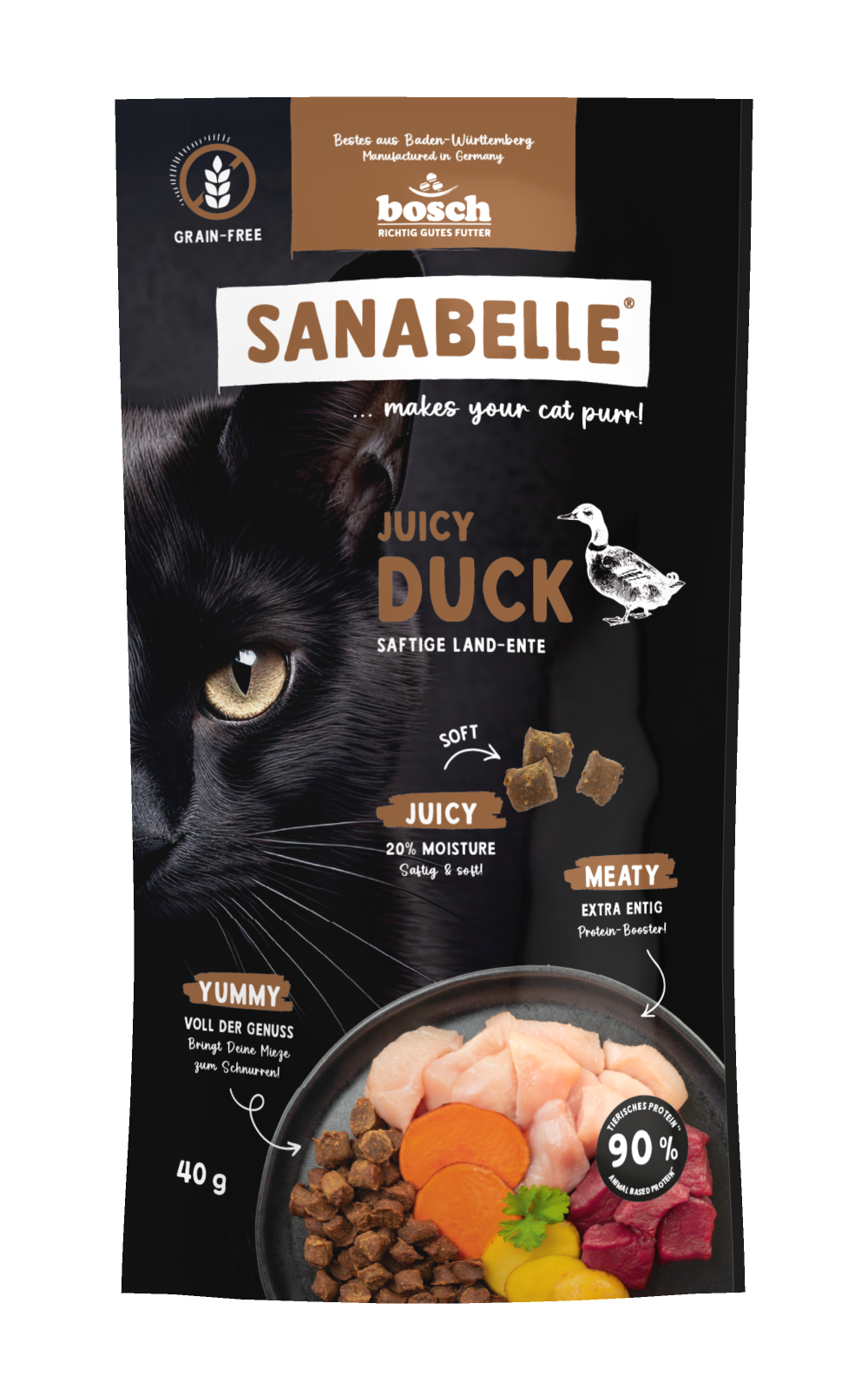 Produktbild von Sanabelle Juicy Land-Ente – Katzefutter – getreidefrei – 800g