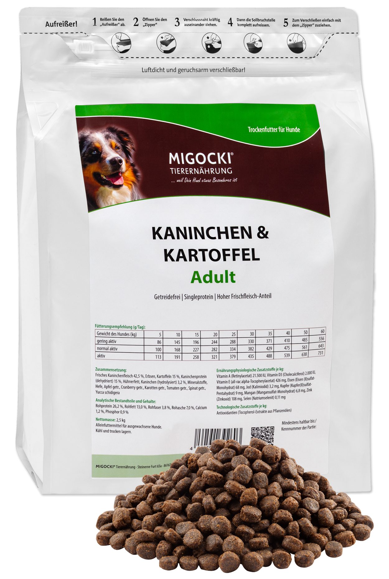 Bild 1 von 1: MIGOCKI Kaninchen & Kartoffel - Adult - Trockenfutter für Hunde