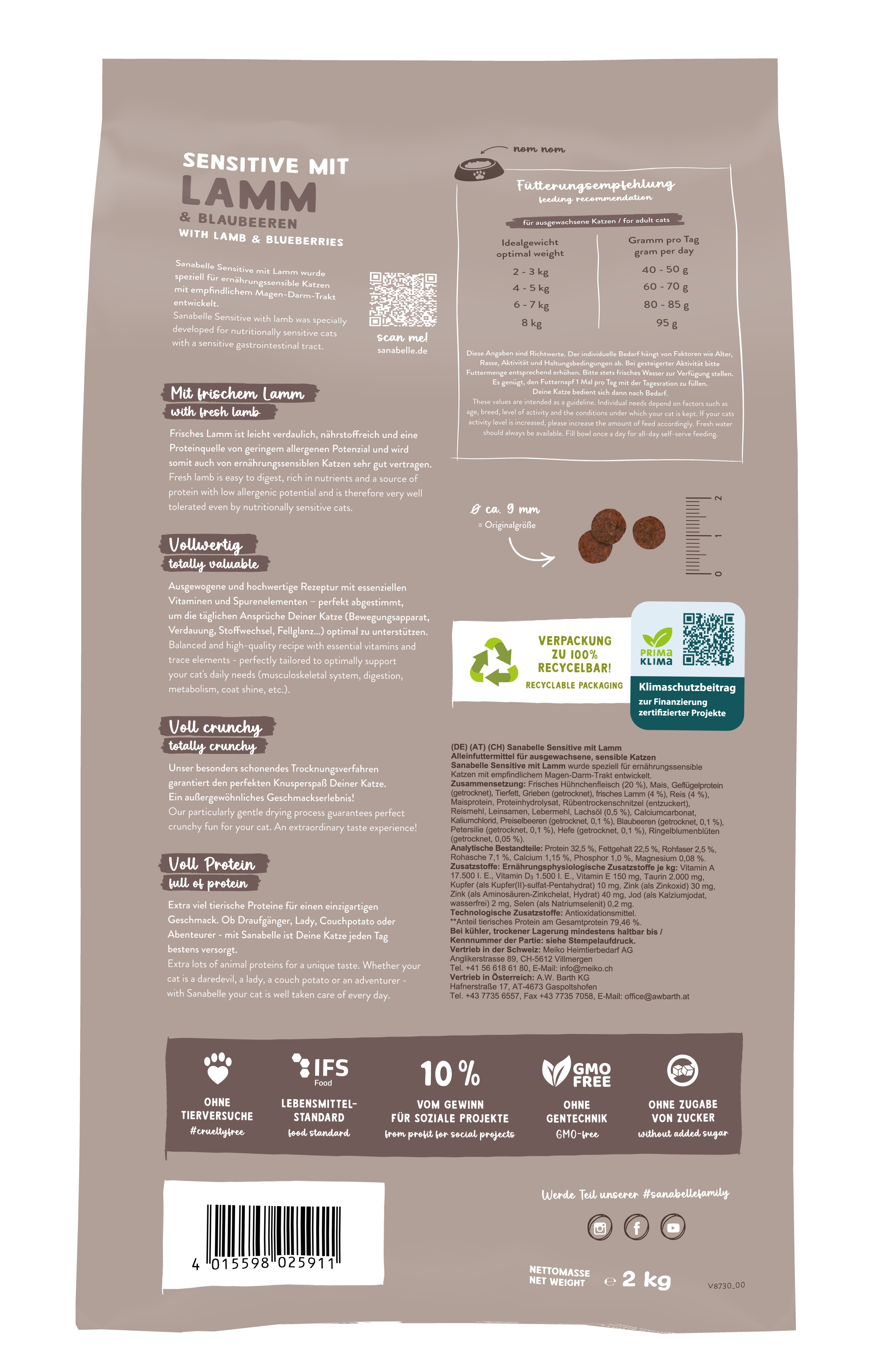 Thumbnail 2: Sanabelle Sanabelle Sensitive Lamm – Trockenfutter sensible Katze – 2kg