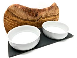 Thumbnail 2: Olivenholz-erleben Futterstation MOUNTAIN 2 x 0,9 Liter Porzellanschalen