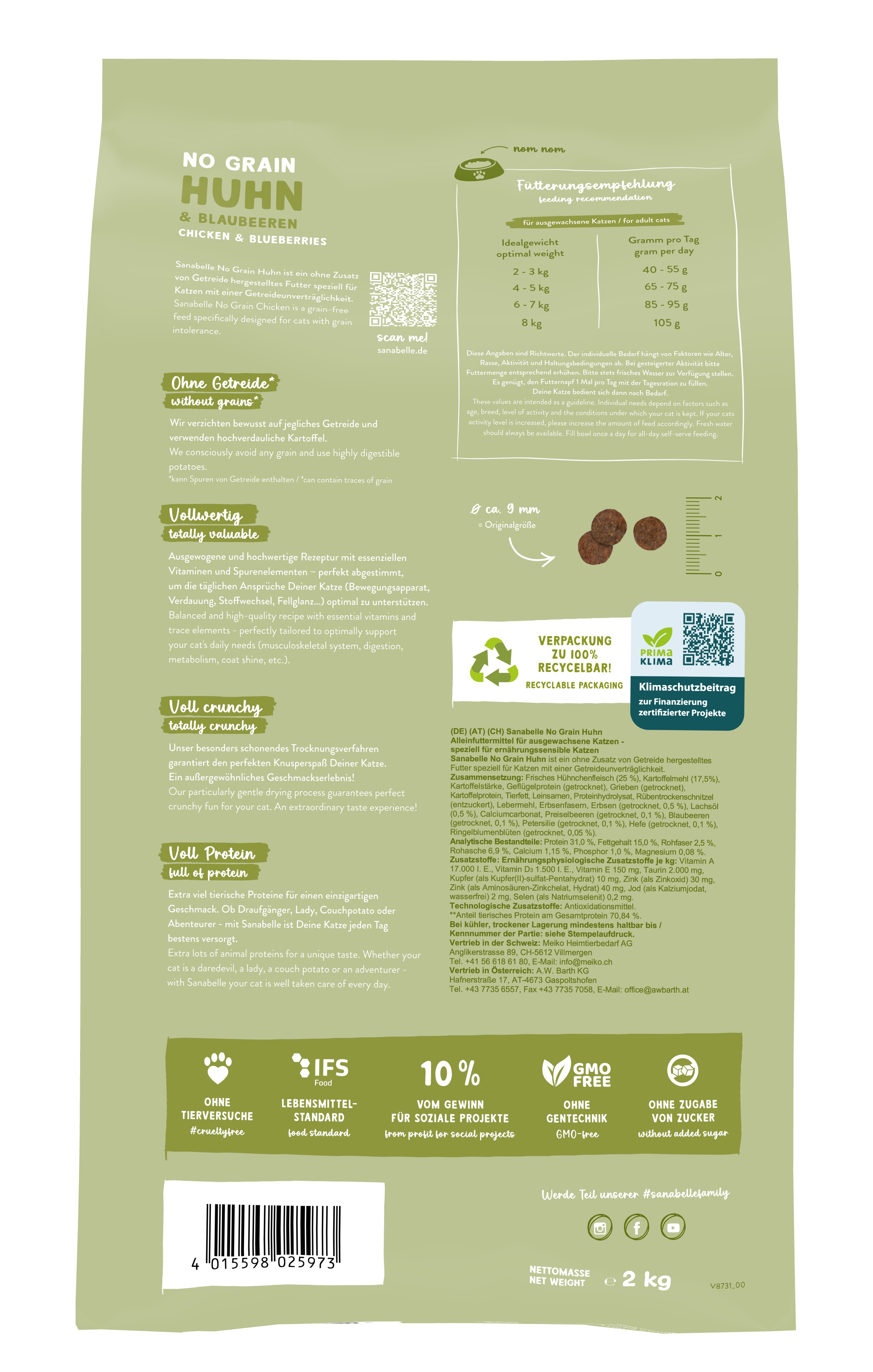 Thumbnail 2: Sanabelle Sanabelle No Grain Huhn – Katze Trockenfutter – 2kg