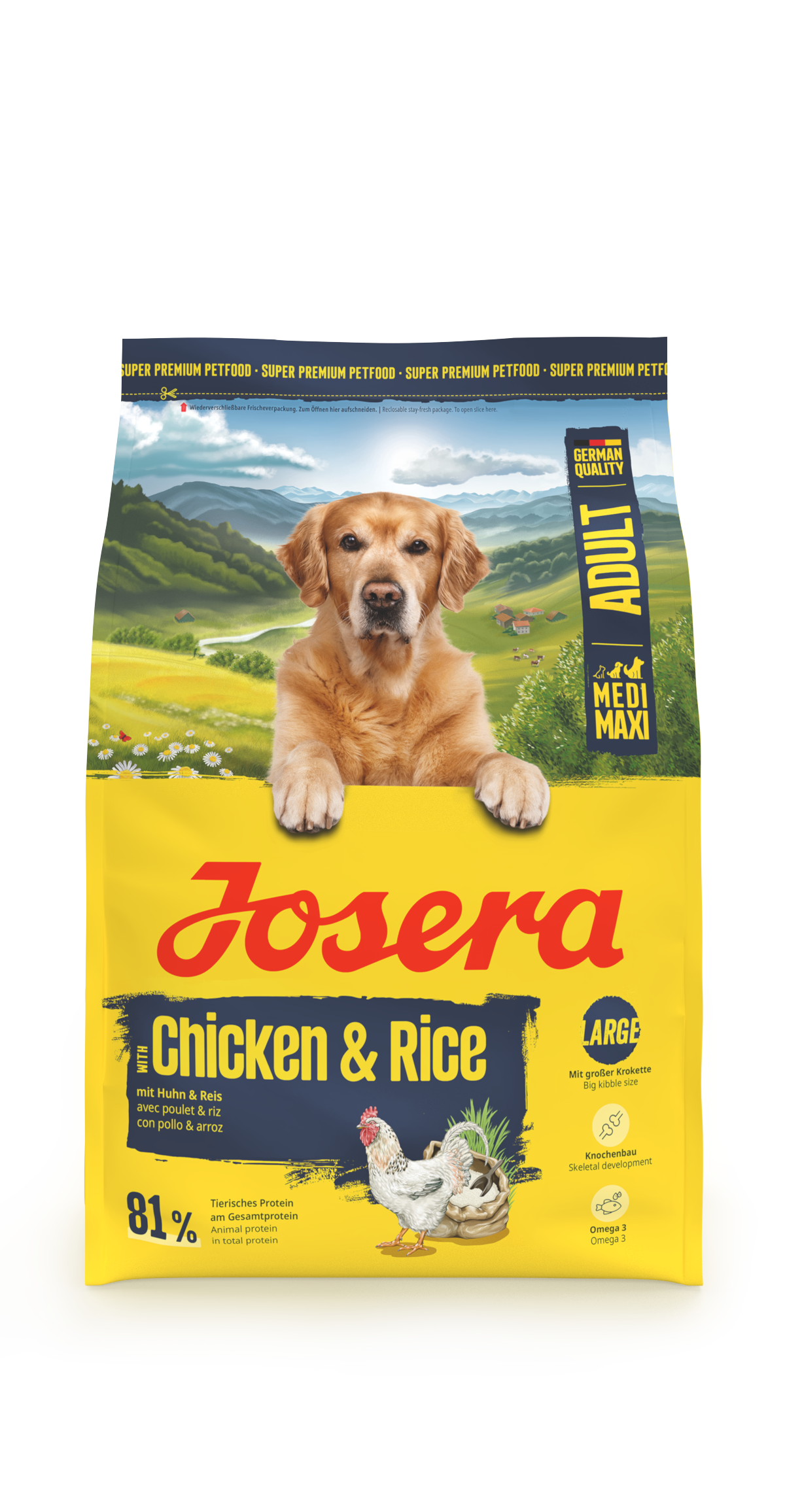 Produktbild von Adult Chicken & Rice, glutenfreies Trockenfutter mit extra großer Krokette, 3kg
