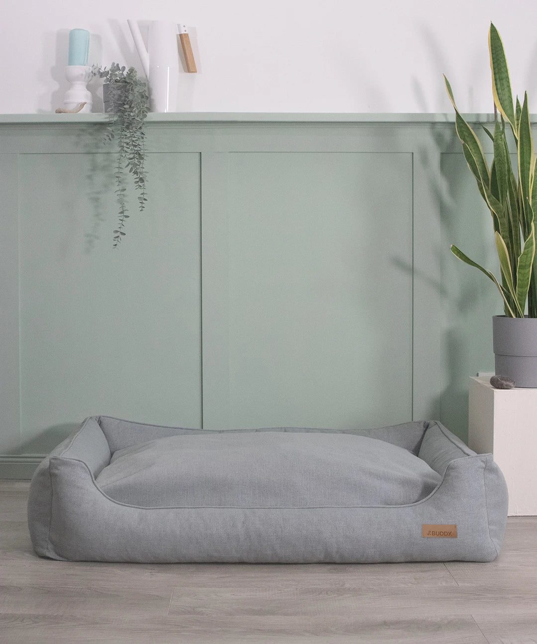 Bild 1 von 1: BUDDY. Hundezubehör Hundebett mit Rand - grau/blau - aus recycelten Materialien