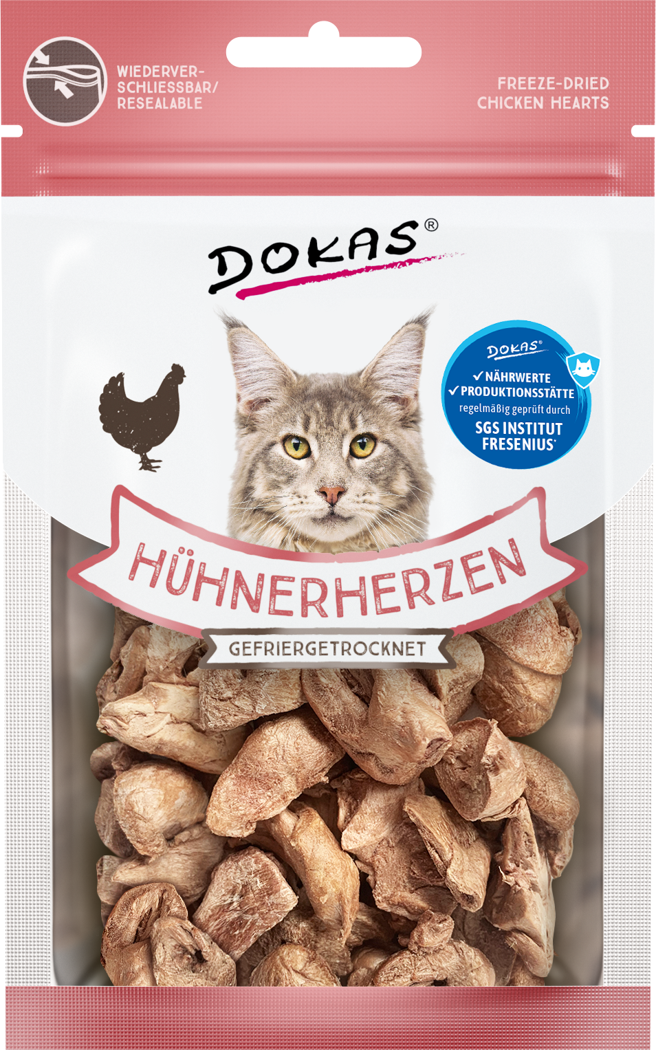 Thumbnail 1: Dokas Hühnerherzen gefriergetrocknet für Katzen 6x 15g Multipack