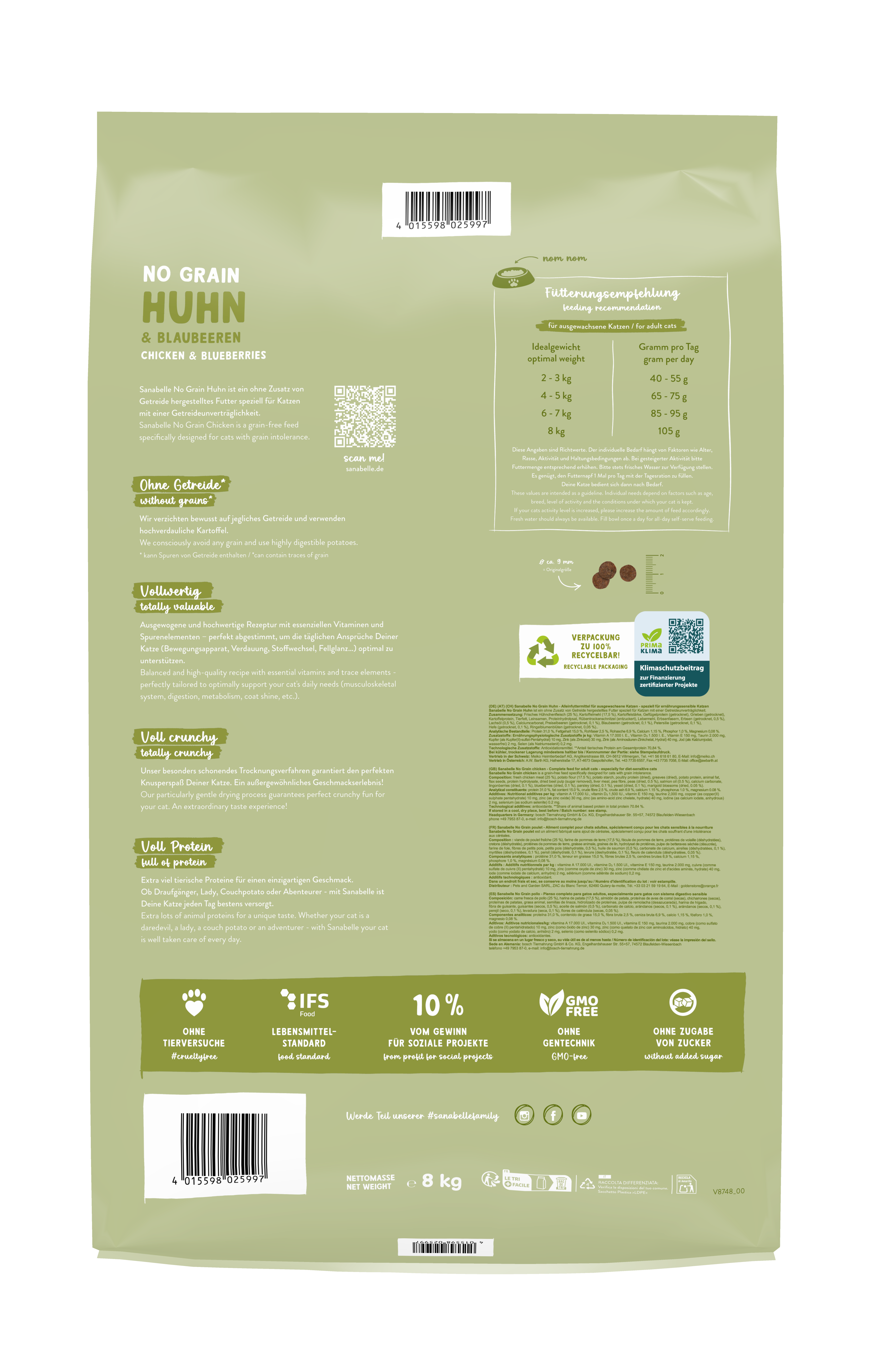 Thumbnail 2: Sanabelle Sanabelle No Grain Huhn – Katze Trockenfutter – 8kg