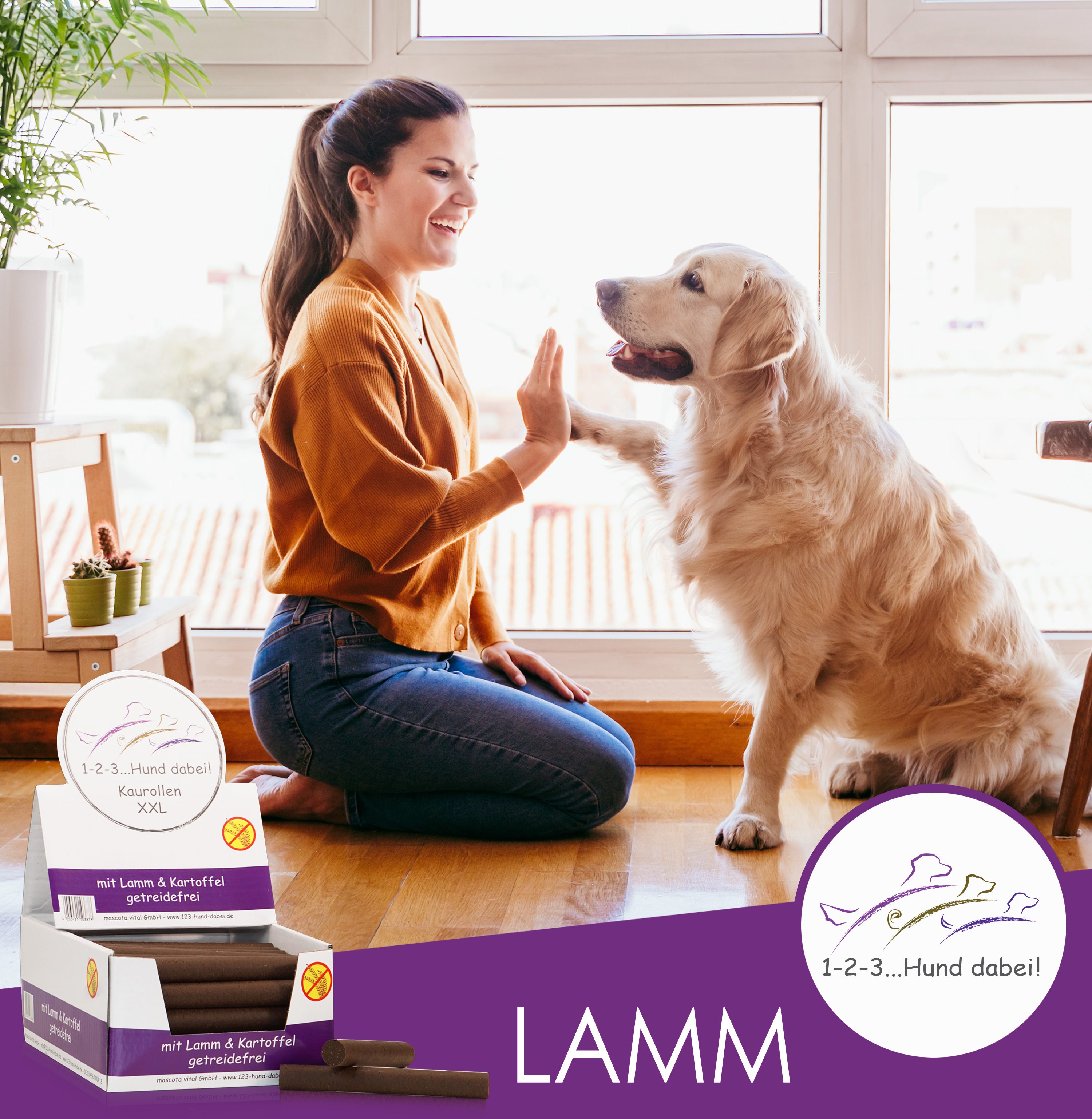 Thumbnail 3: 123… Hund dabei! Kaurollen XXL Lamm+Kartoffel getreidefrei