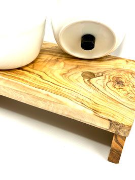 Thumbnail 4: Olivenholz-erleben Futterstation DANDY PLUS mit 2 Porzellanschalen je 0,7 Liter