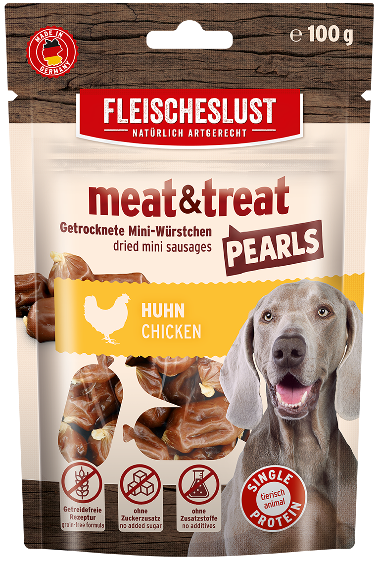 Thumbnail 3: Fleischeslust Fleischeslustmeat & treat Pearls Huhn 10 x 100 g