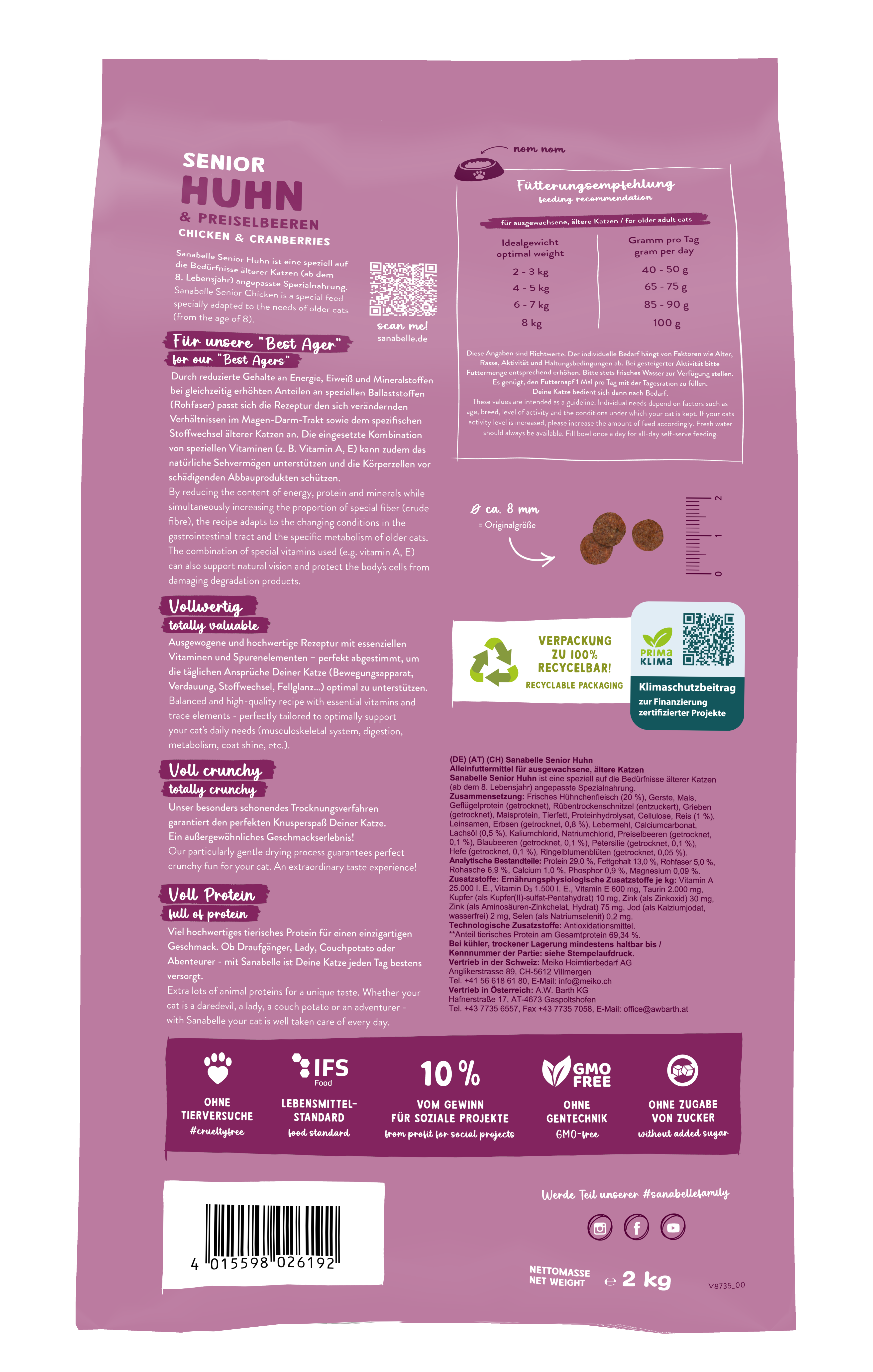 Thumbnail 2: Sanabelle Sanabelle Senior Huhn – Trockenfutter für alte Katzen – 2kg