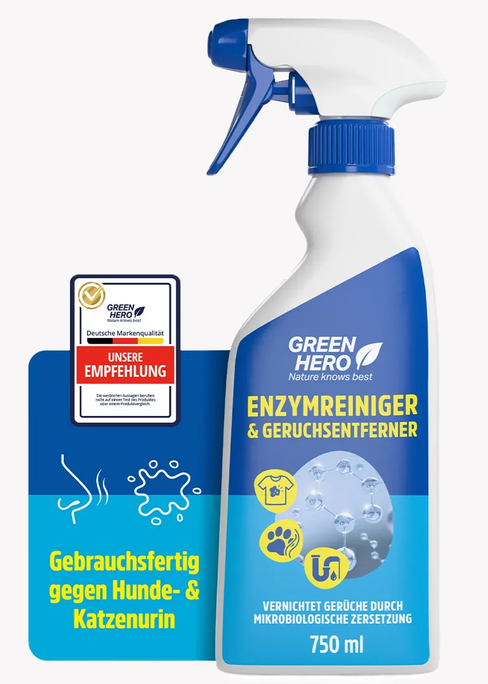 Thumbnail 1: Greenhero GreenHero Enzymreiniger gegen Katzenurin & Geruchsentferner, 750ml