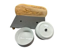 Thumbnail 5: Olivenholz-erleben Futterstation MOUNTAIN, 2 x 1,5 Liter, runde Füße (12cm)