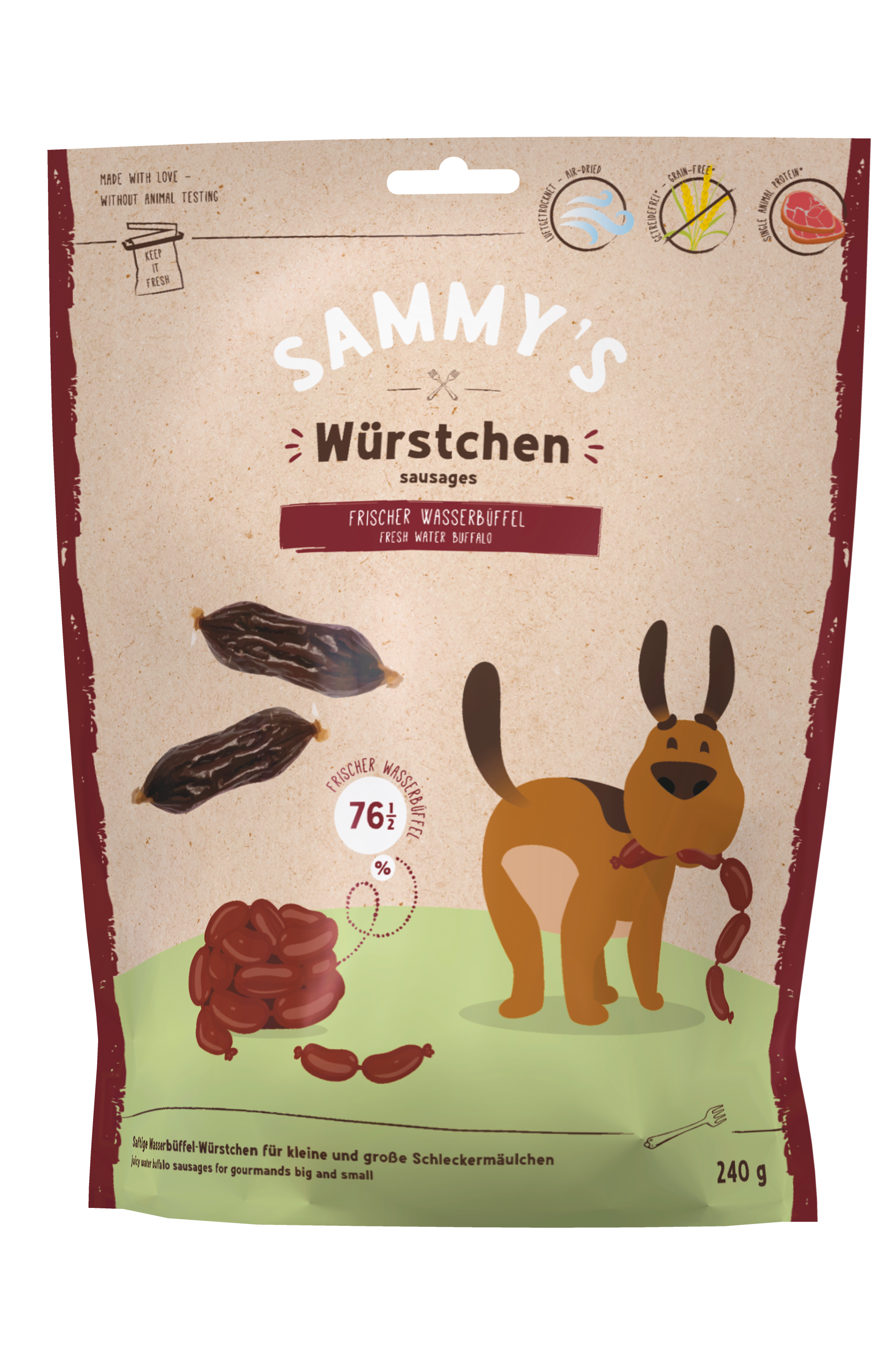Produktbild von Sammy's Würstchen Wasserbüffel – gesunde Hundeleckerli – 240g