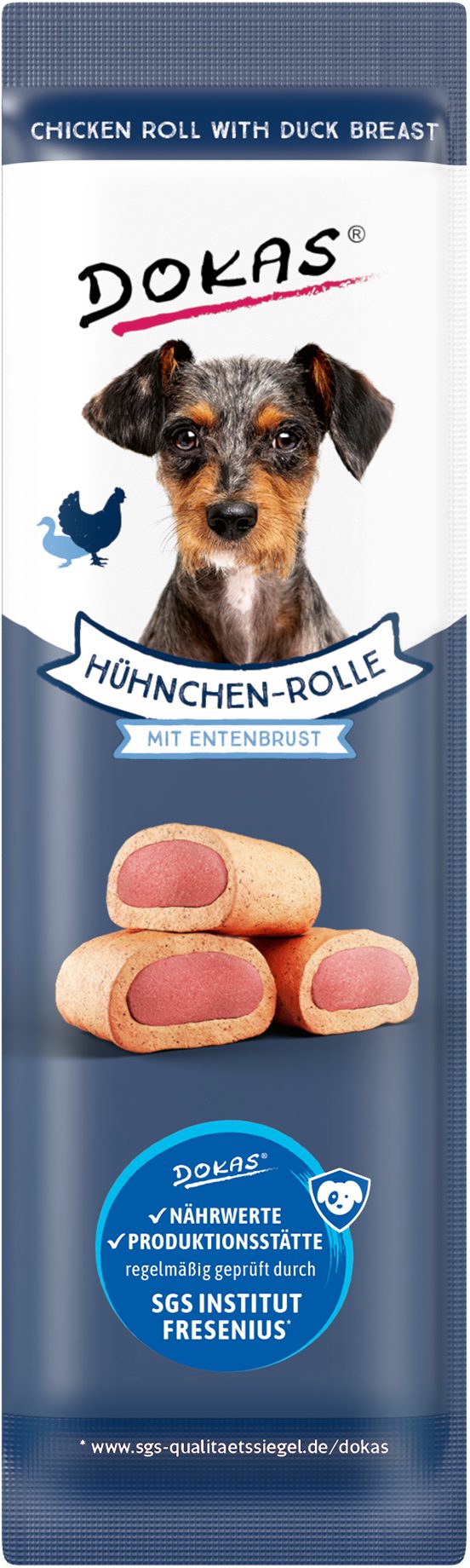 Thumbnail 1: Dokas Hühnchen-Rolle mit Ente weiche Hundeleckerlis 32x 10g Multipack