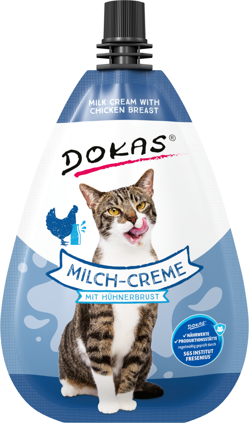 Thumbnail 1: Dokas Milch-Creme mit Hühnerbrust Katzenfutter-Topping 8x 80g Multipack