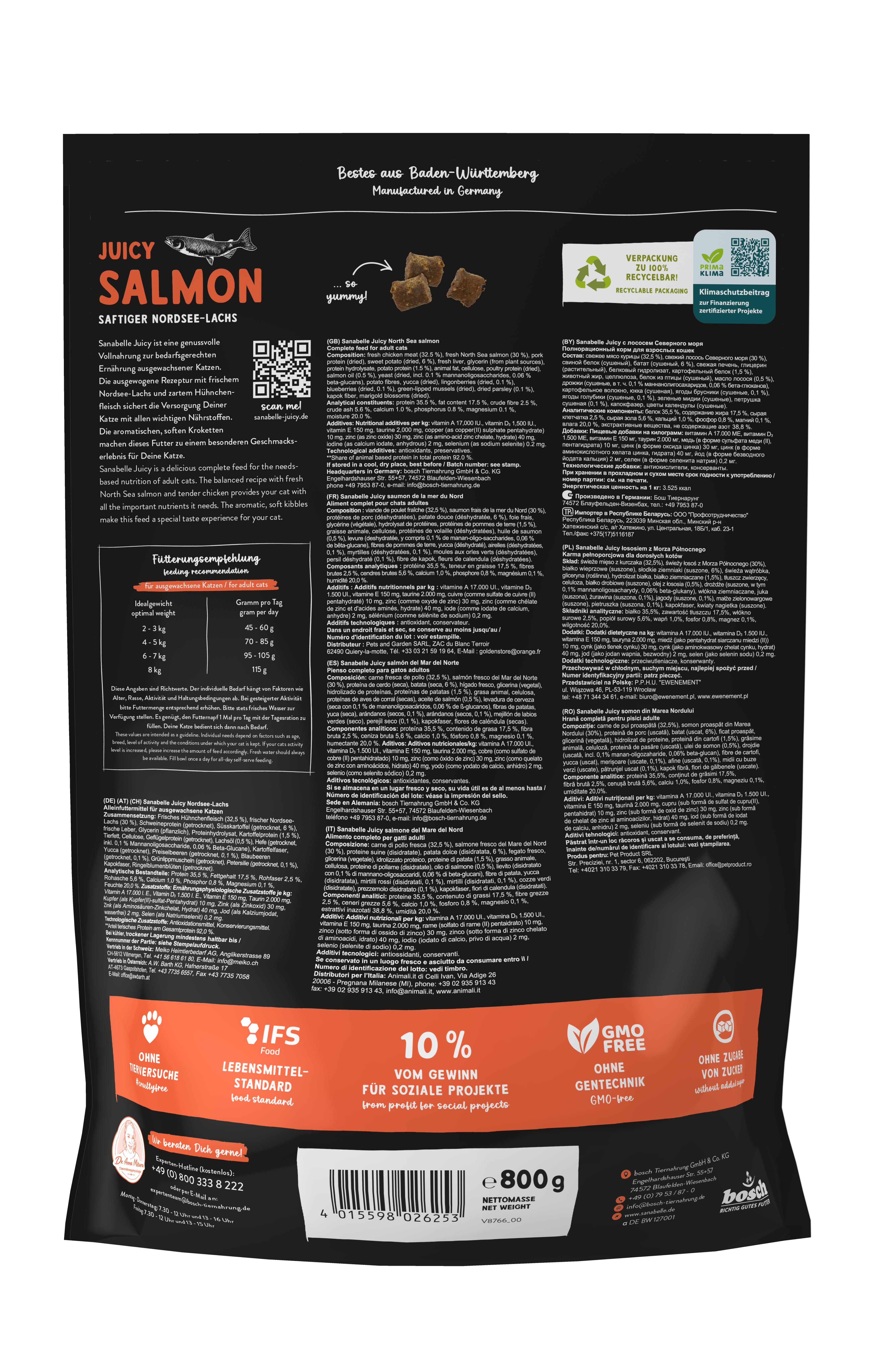 Thumbnail 2: Sanabelle Sanabelle Juicy Nordsee-Lachs – Katze Nassfutter – 800g