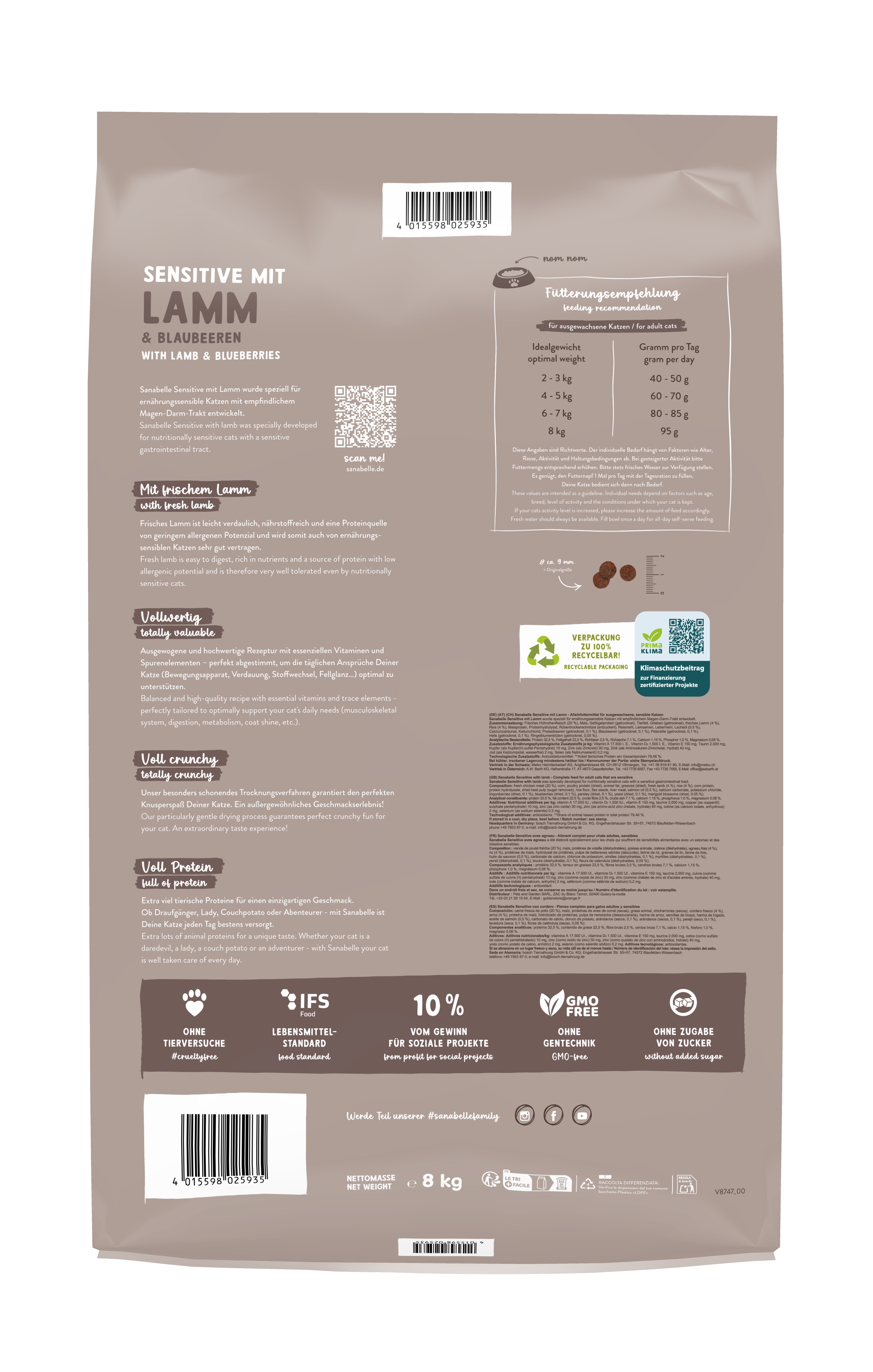 Thumbnail 2: Sanabelle Sanabelle Sensitive Lamm – Trockenfutter sensible Katze – 8kg