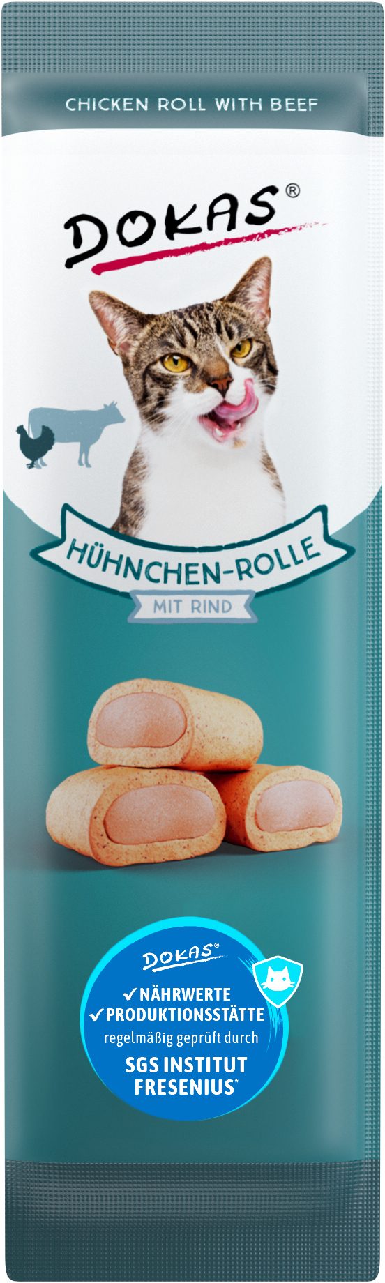 Thumbnail 6: Dokas Hühnchen-Rolle mit Rind Katzenleckerlis 32x 10g Multipack