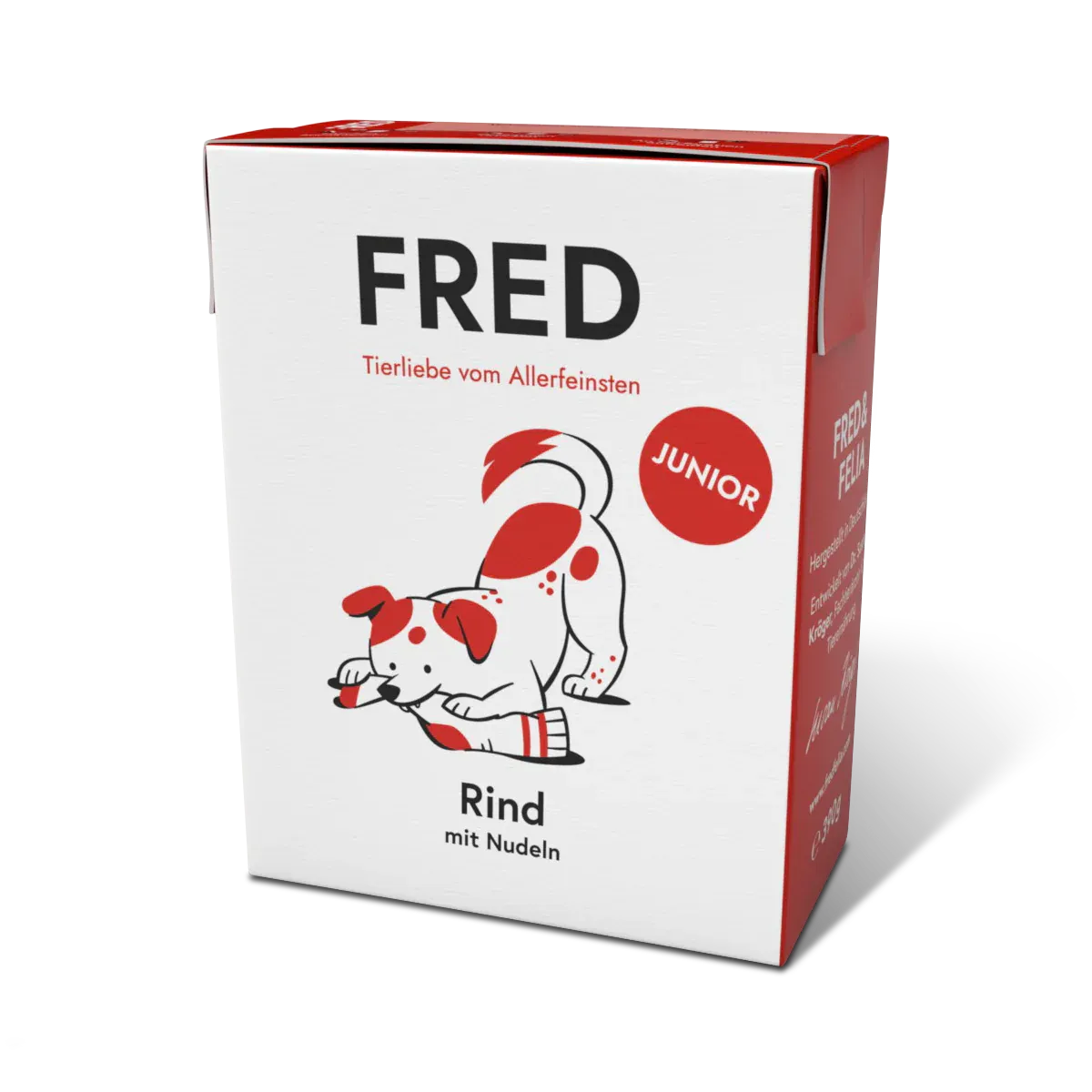 FRED & FELIA FRED Welpen Nassfutter JUNIOR Rind mit Nudeln 10x 390g