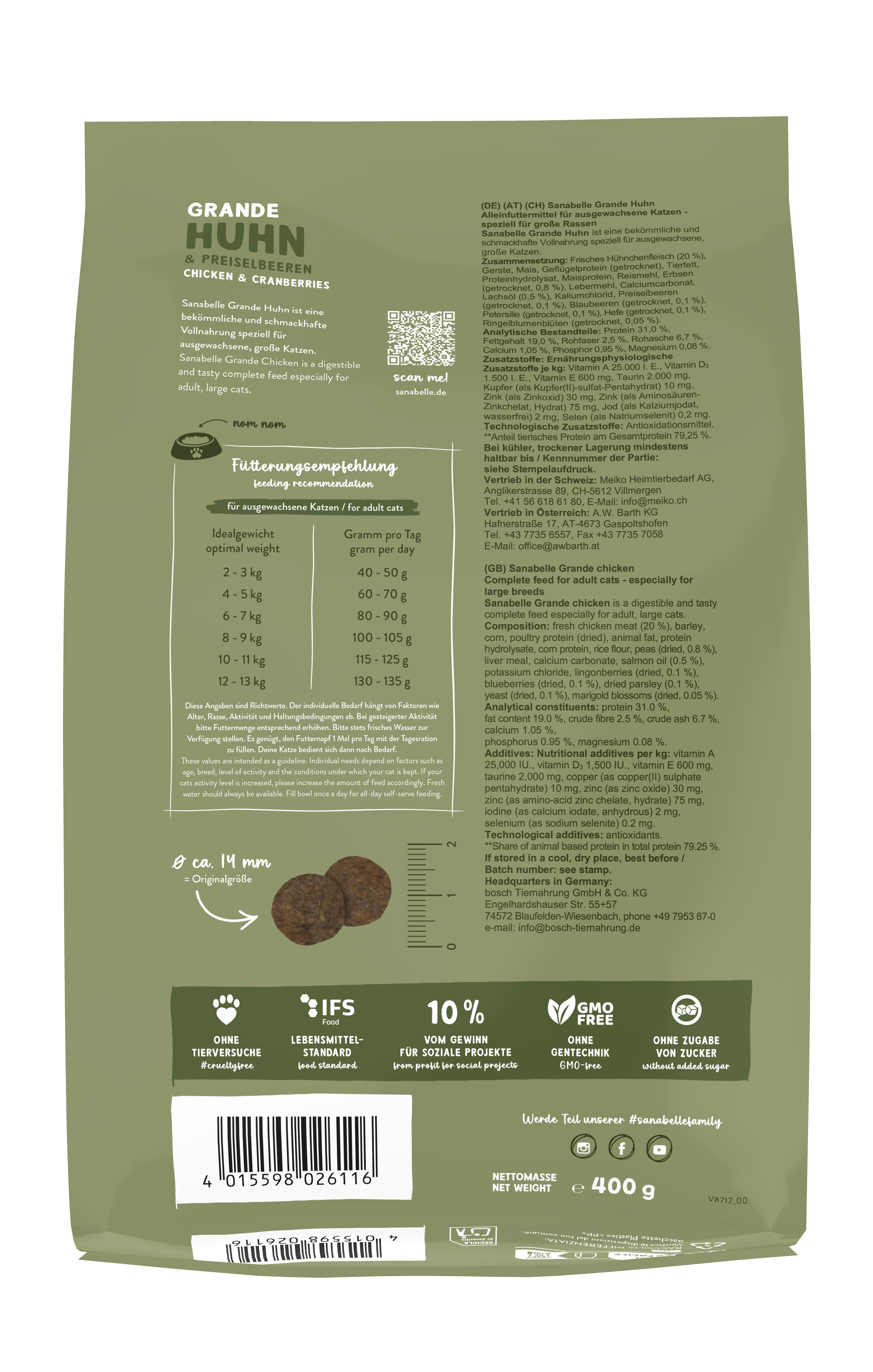 Thumbnail 2: Sanabelle Sanabelle Grande – Katze Trockenfutter – zahnpflegend – 400g