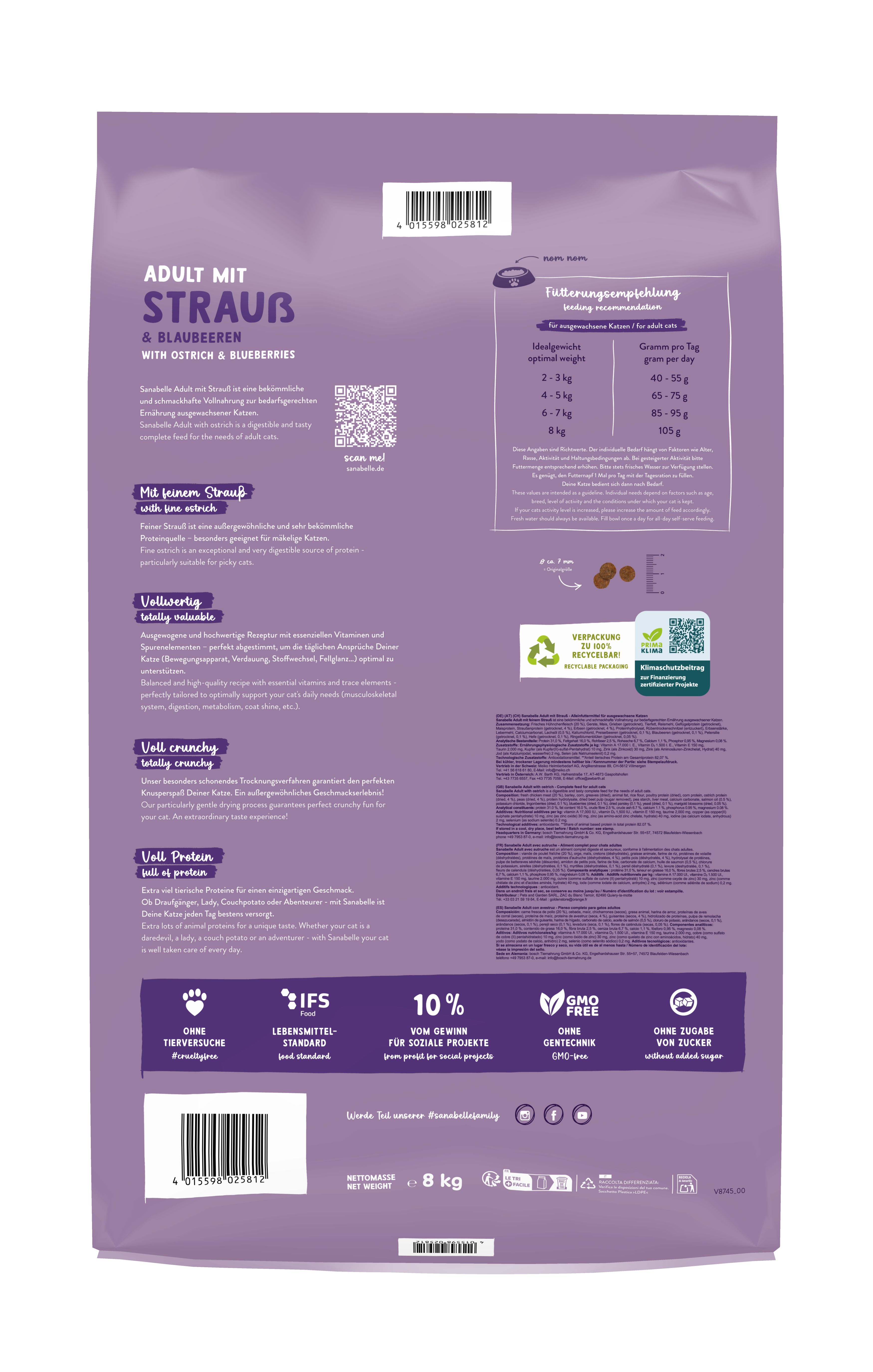 Thumbnail 2: Sanabelle Sanabelle Adult Strauß – Katzenfutter – getreidefrei – 8kg
