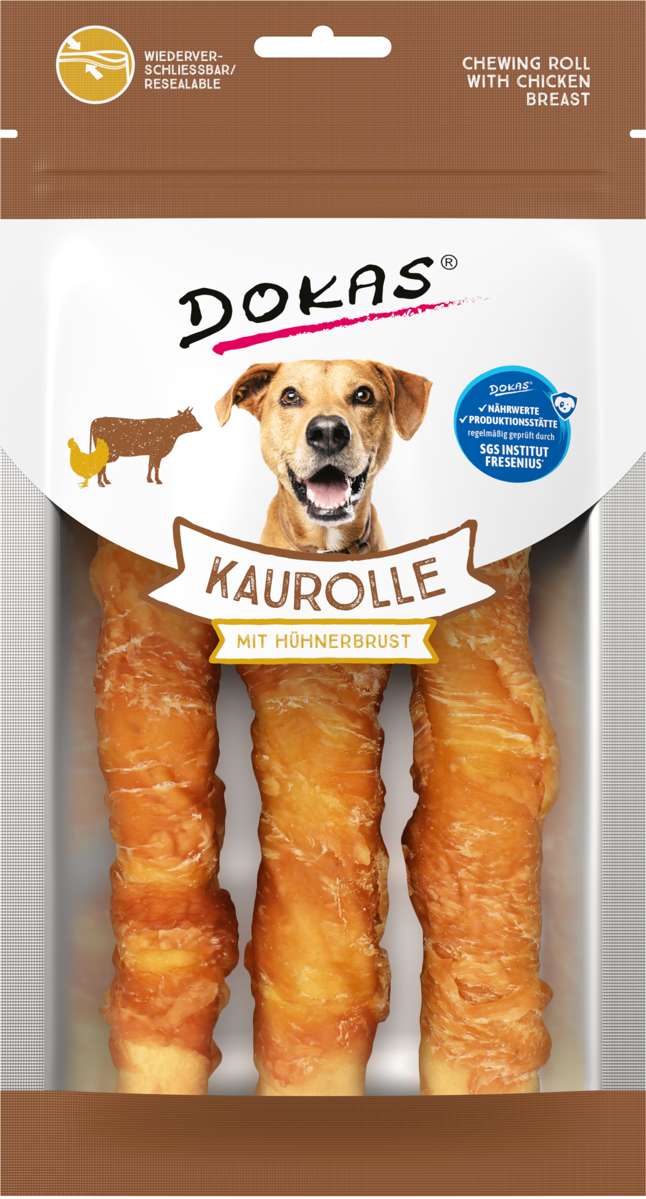 Thumbnail 1: Dokas Kaurolle mit Hühnerbrust Medium Kauartikel für Hunde 6x 150g Multipack