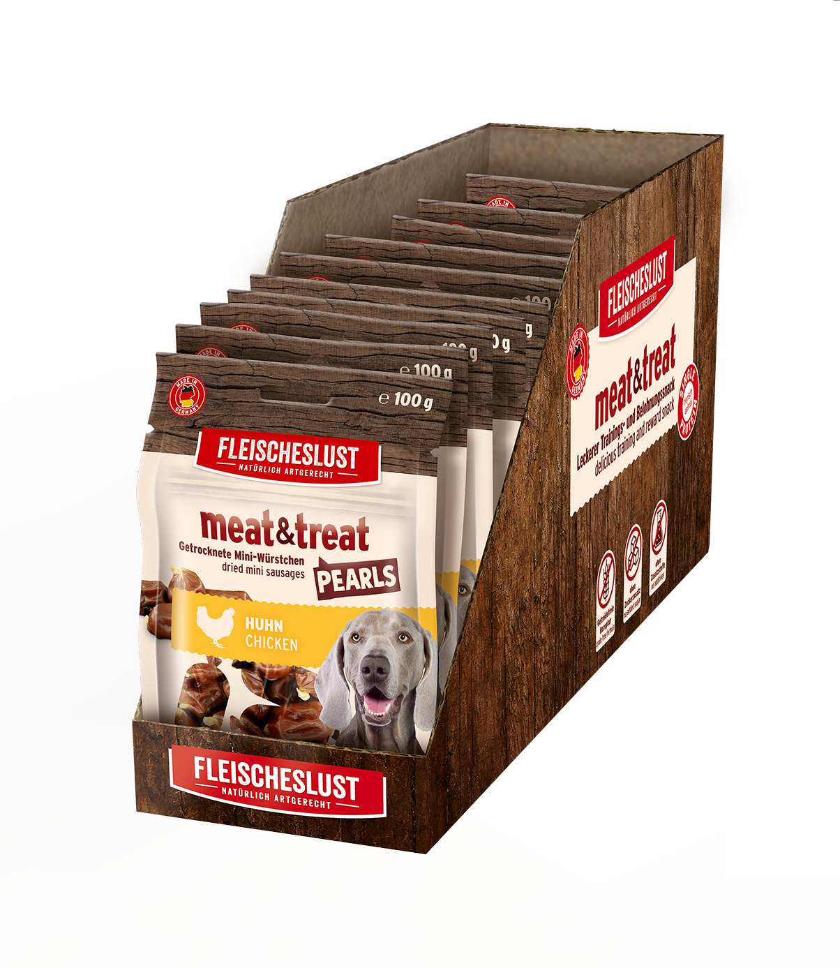 Thumbnail 1: Fleischeslust Fleischeslustmeat & treat Pearls Huhn 10 x 100 g