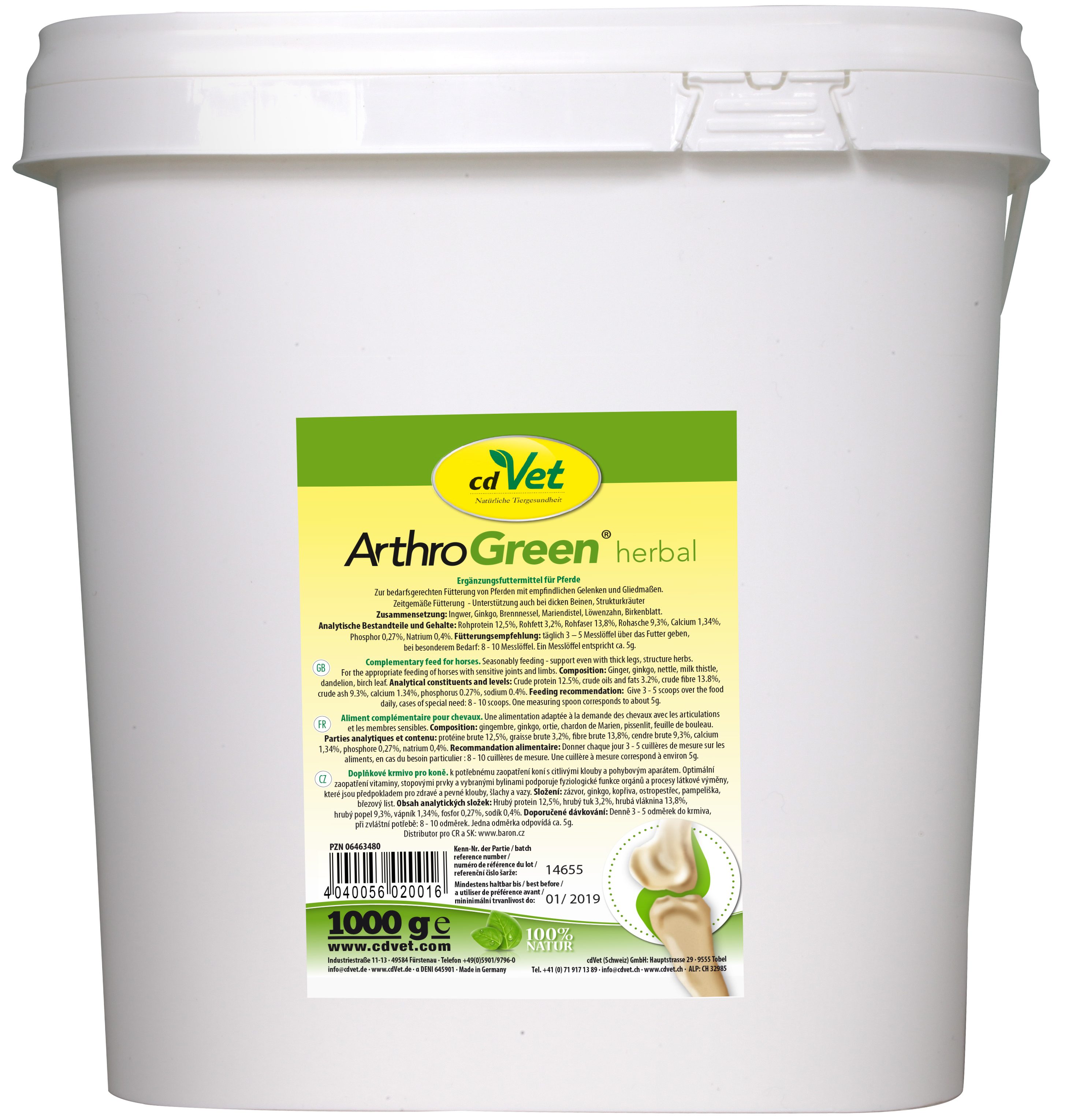 Bild 1 von 1: cdVet ArthroGreen herbal 1 kg – Ergänzungsfuttermittel für Pferde