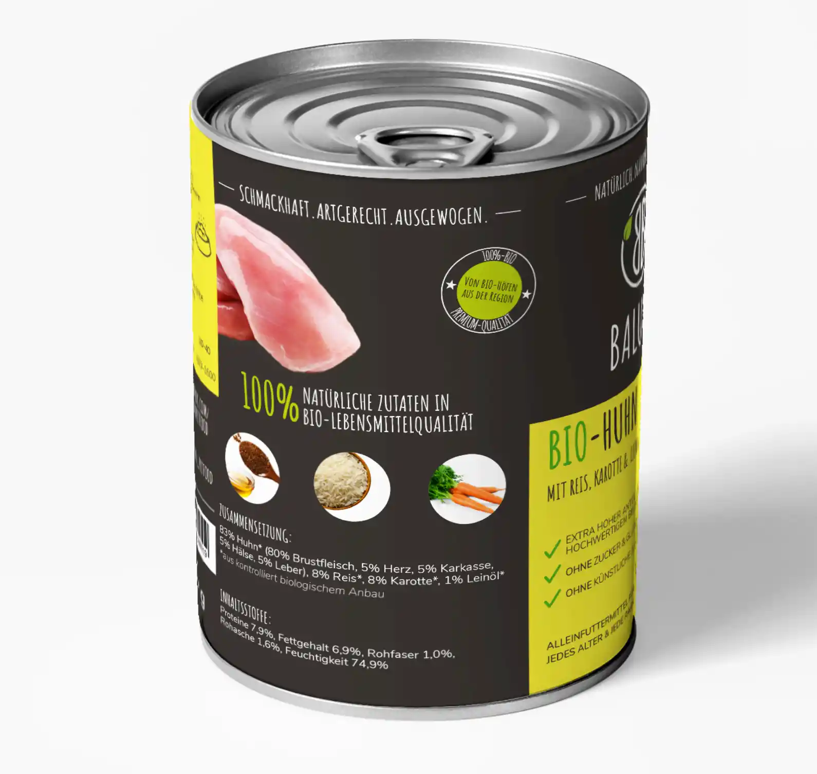 Thumbnail 3: Baluna Bio-Huhn mit Reis, Karotte & Leinöl 800g