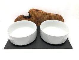 Thumbnail 1: Olivenholz-erleben Futterstation MOUNTAIN 2 x 1,5 Liter Porzellanschalen