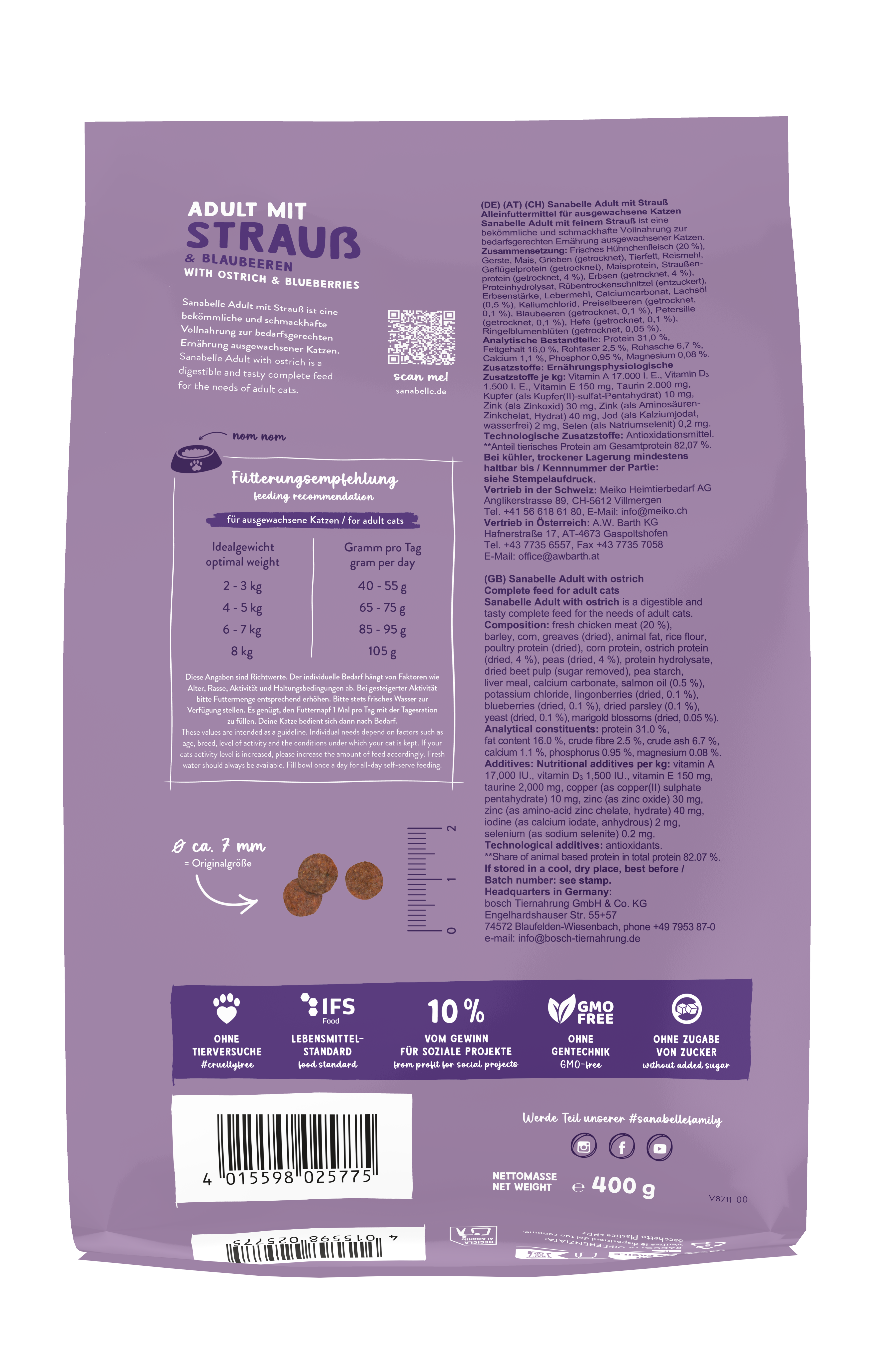 Thumbnail 2: Sanabelle Sanabelle Adult Strauß – Katzenfutter – getreidefrei  – 400g